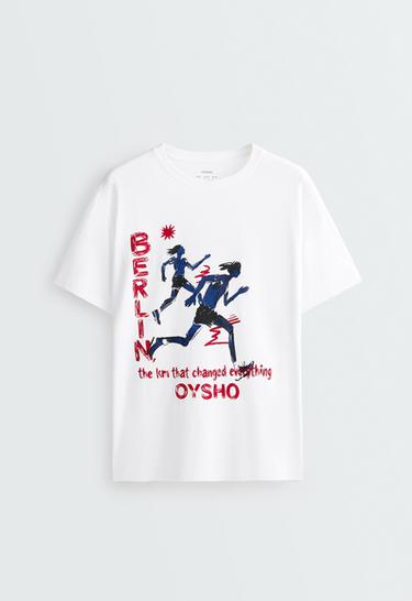 Oversize print cotton blend short-sleeved T-shirt — WHITE  5