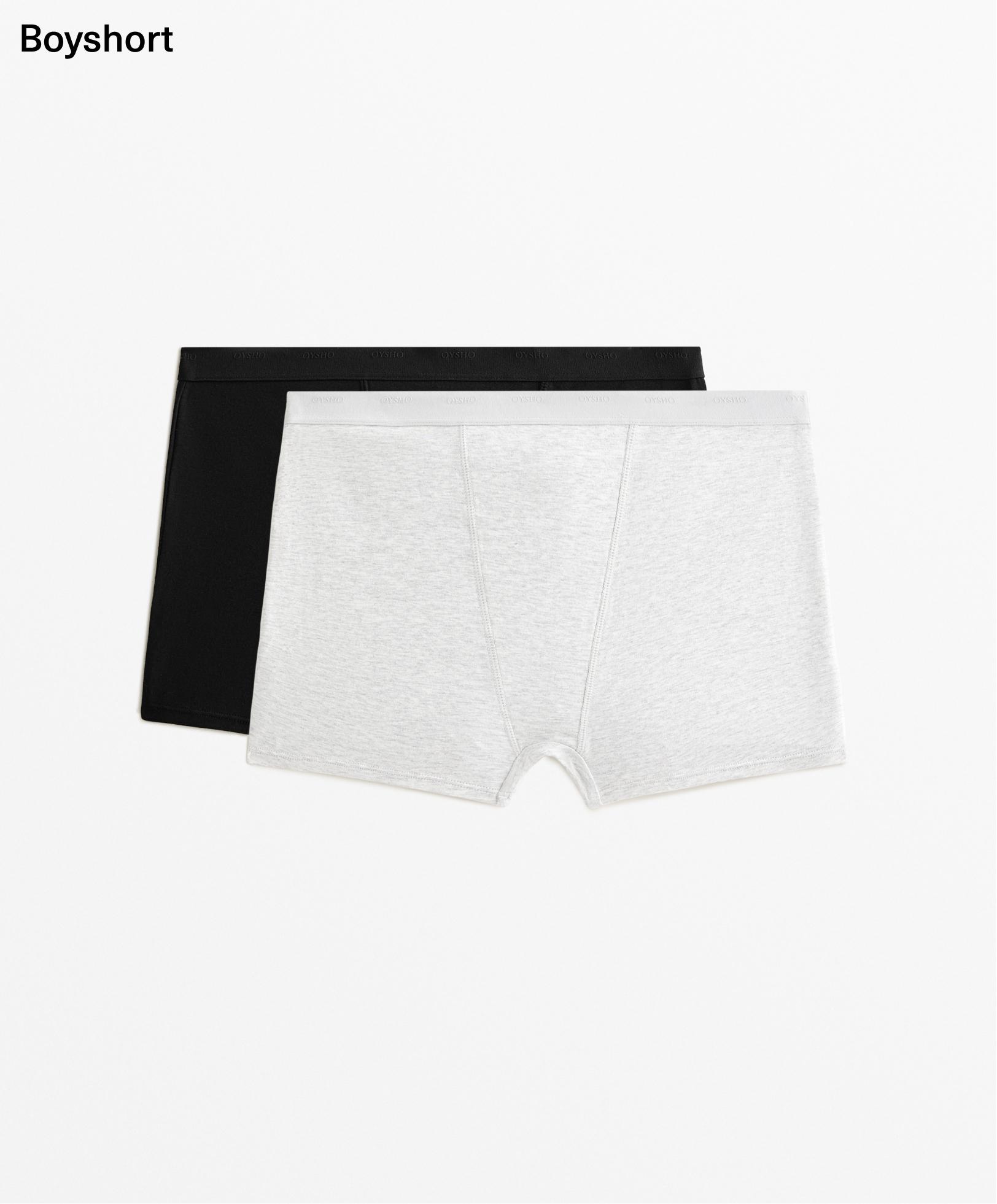 2 cotton blend boyshorts with logo