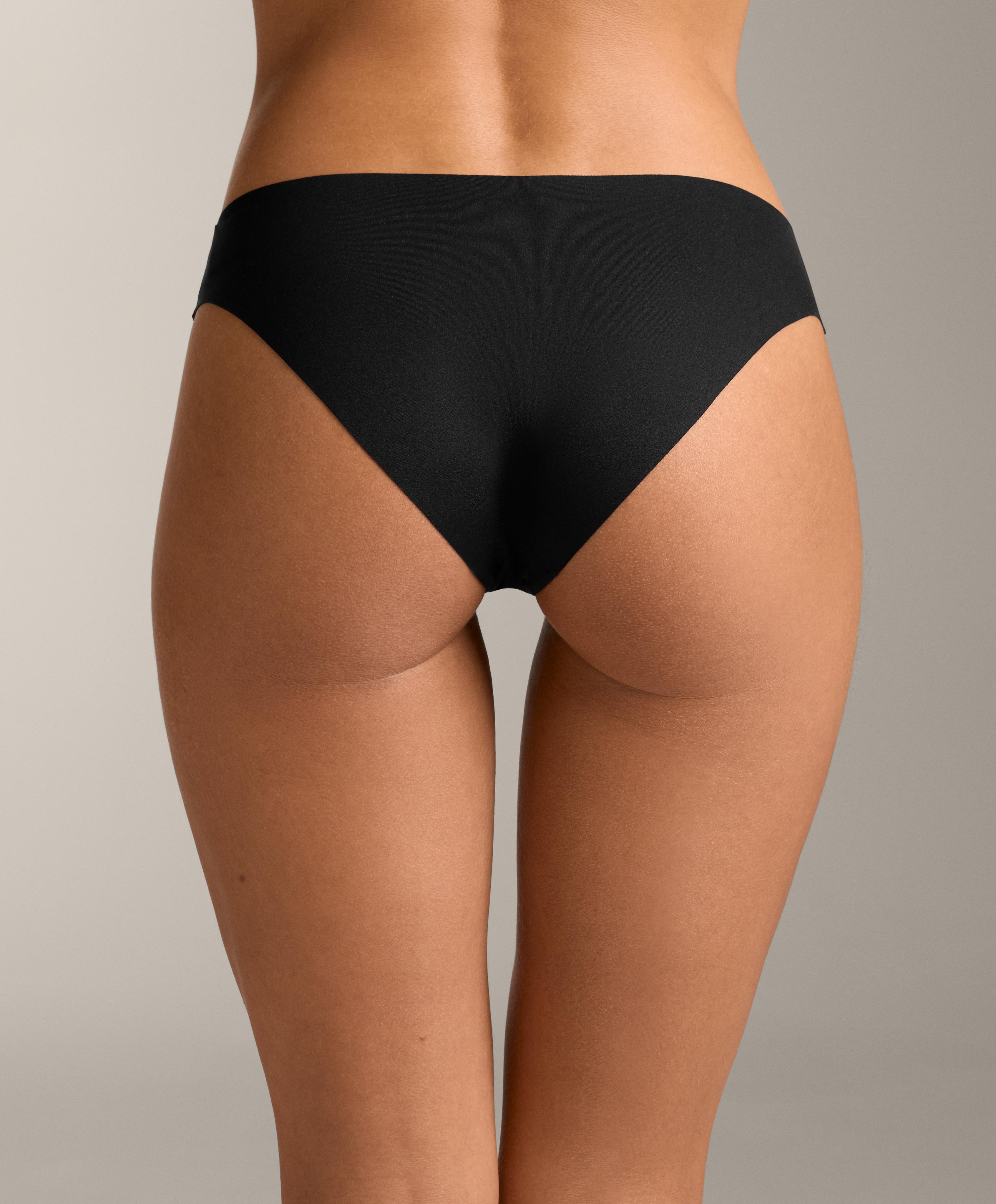 3 invisible V-cut polyamide blend classic bikini briefs — BLACK
