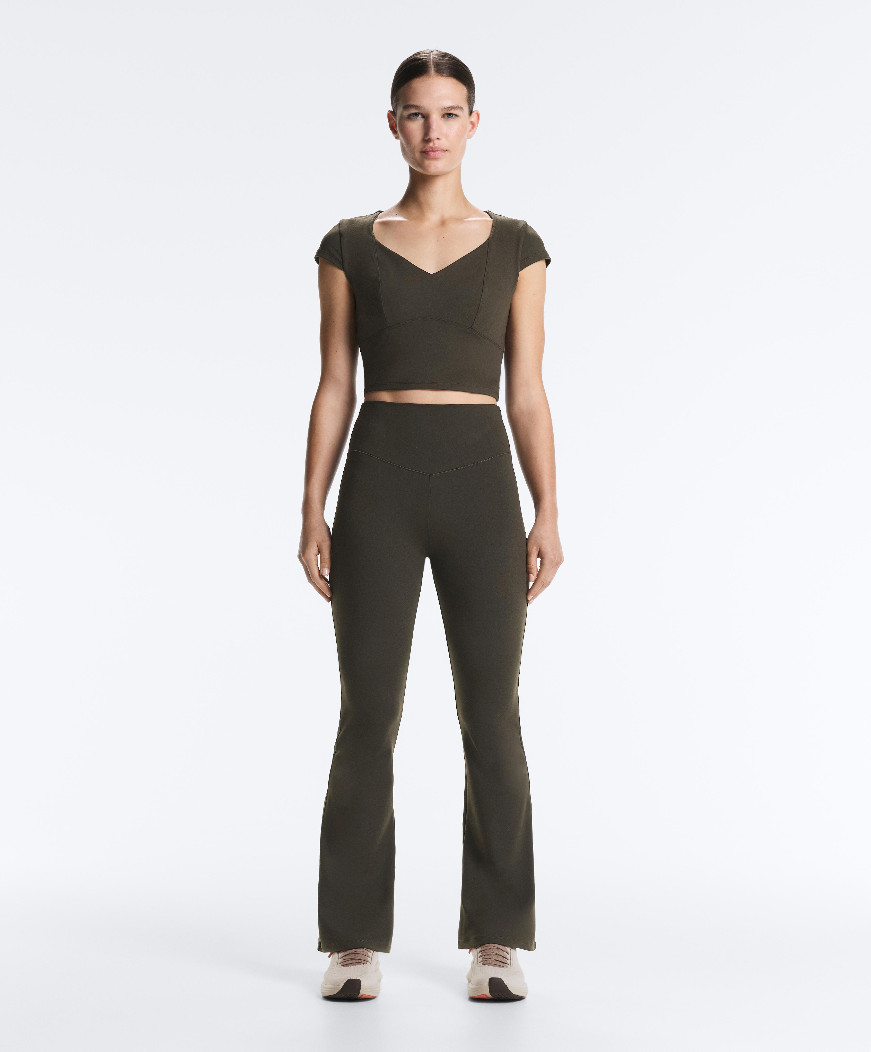 Evermove high rise flare trousers — BROWN