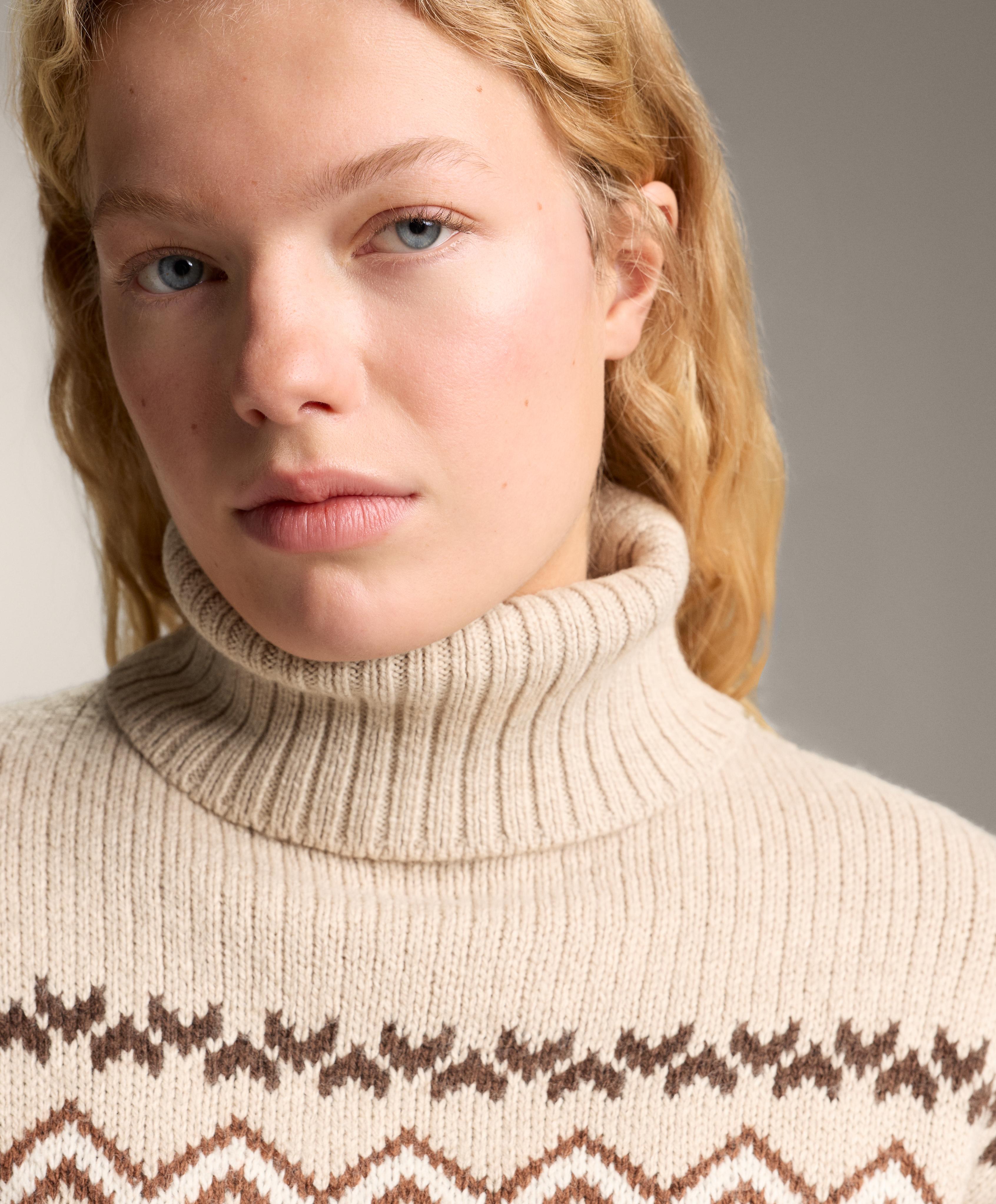 Jacquard knit high-neck jumper 10% wool - Sale