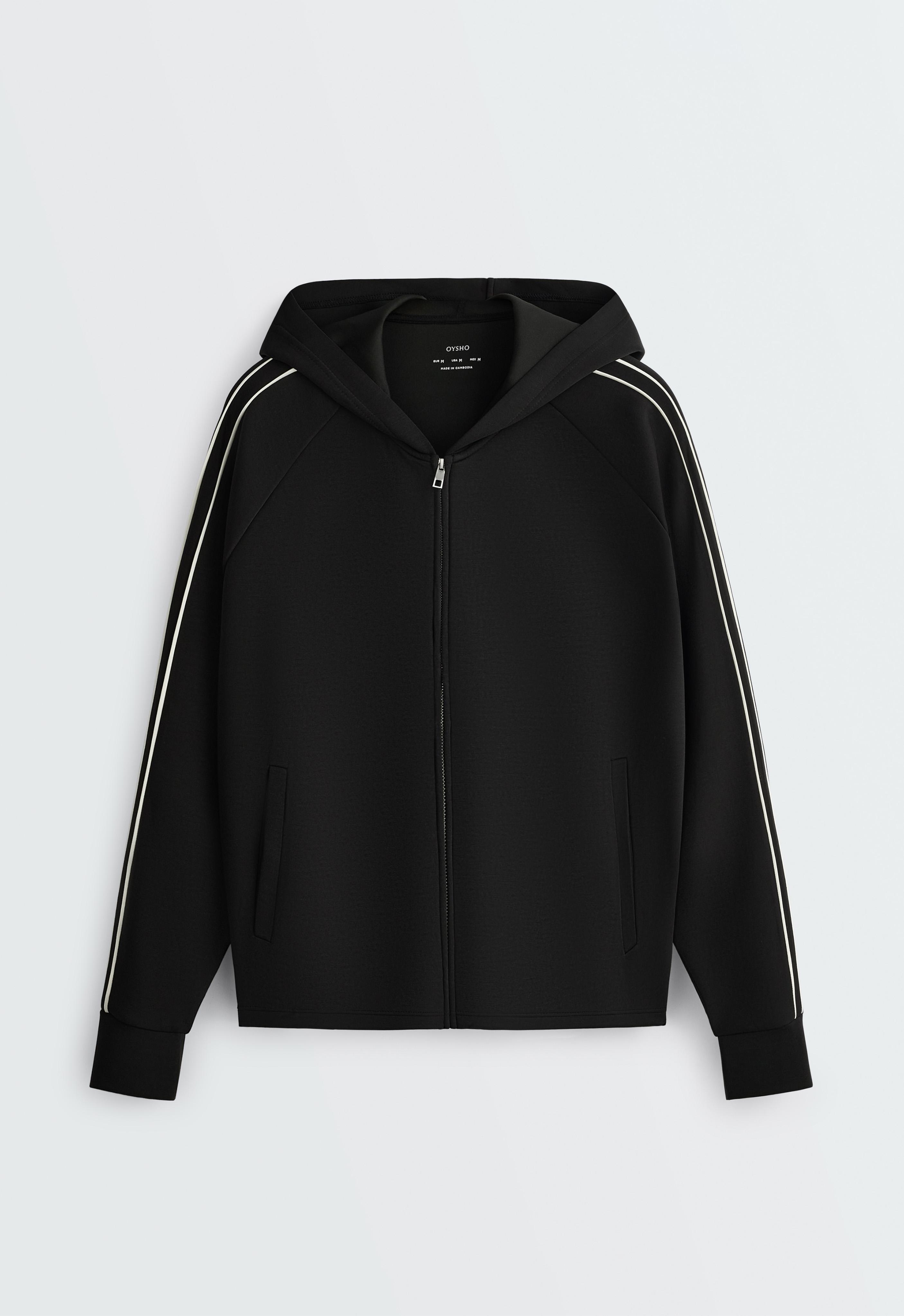 Hooded jacket with modal — BLACK