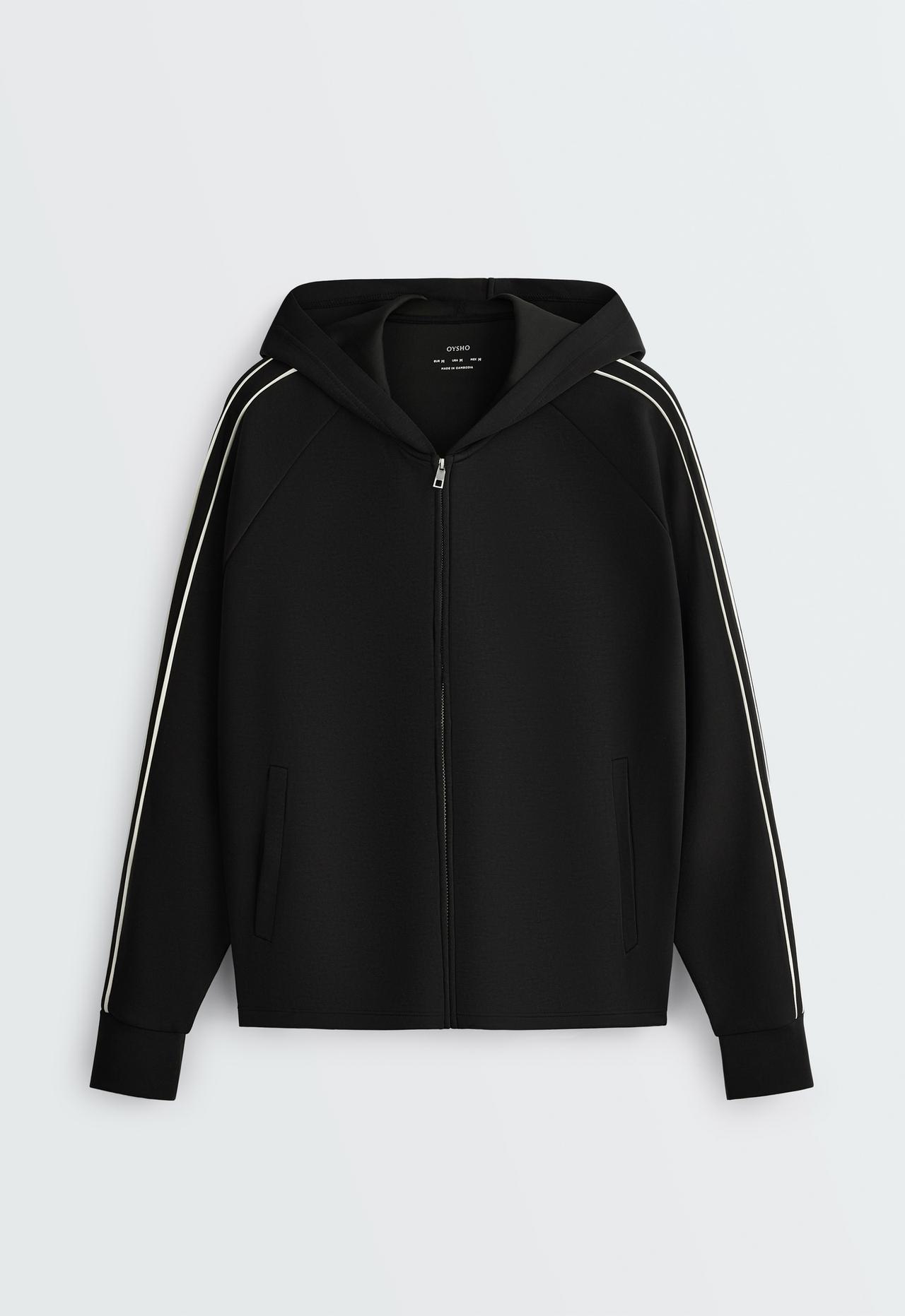 Hooded jacket with modal — BLACK