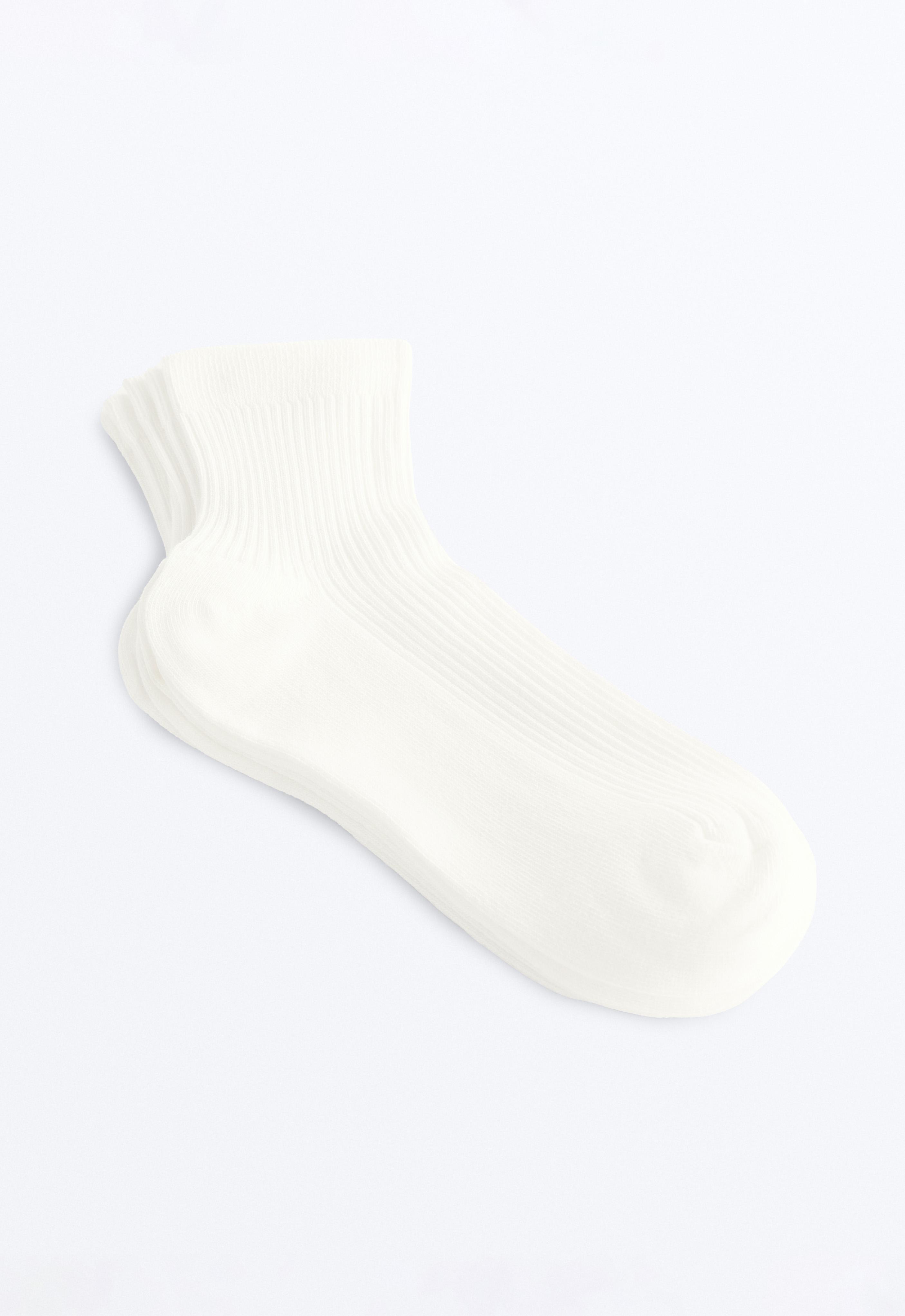 5 pairs of cotton blend quarter socks — PALE ECRU