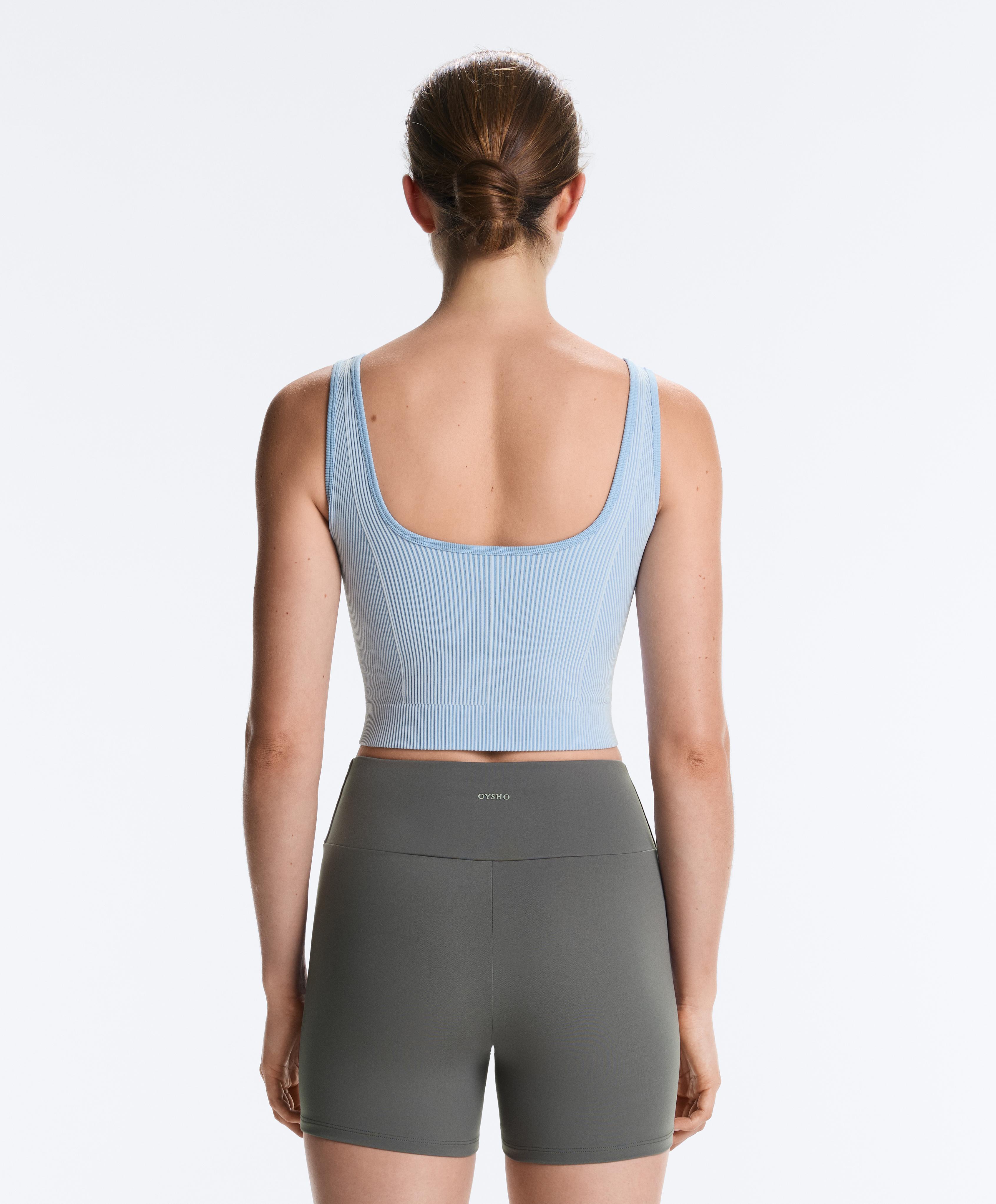 Seamless square neck tank top — PALE BLUE