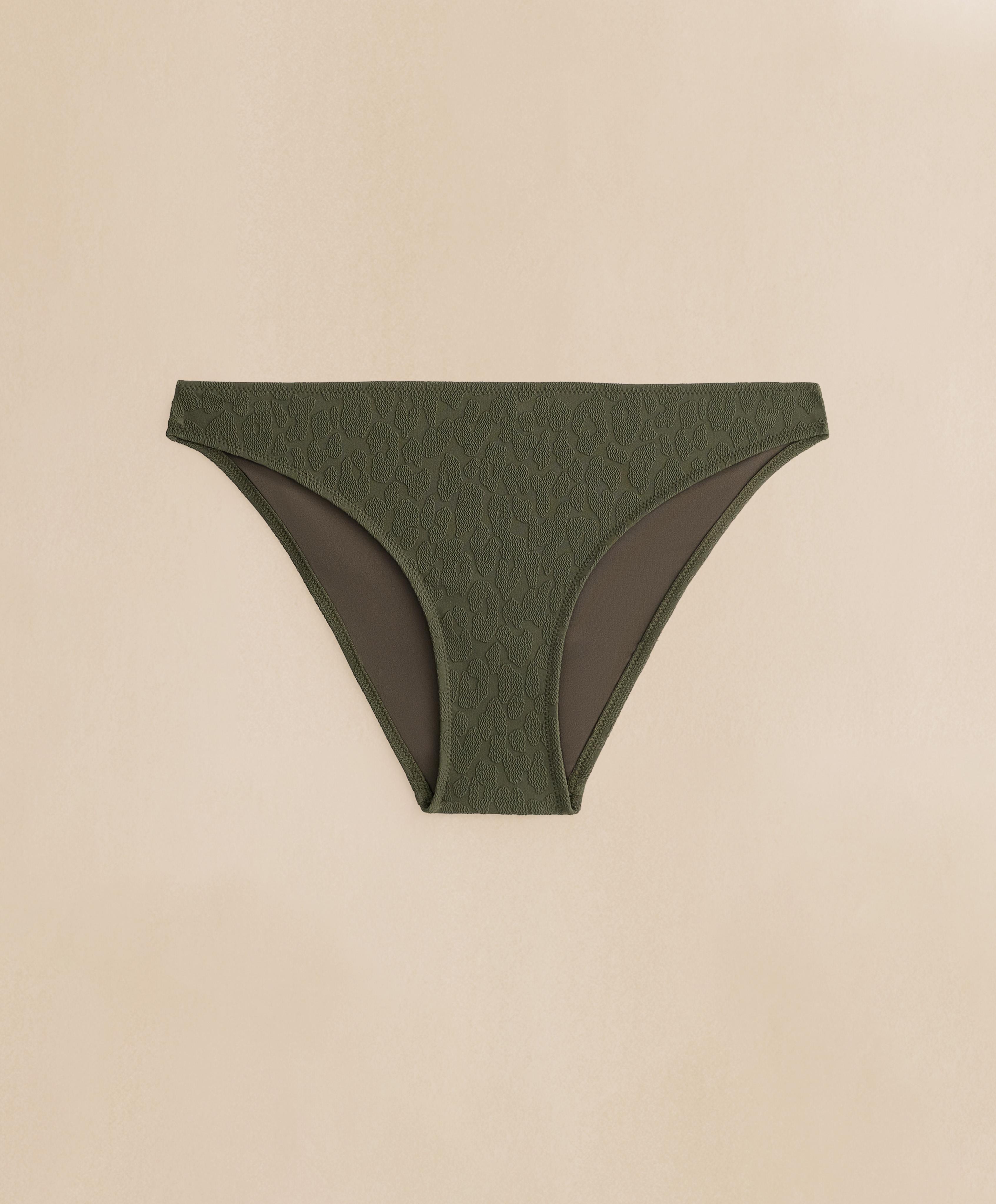 Textured leopard classic bikini briefs — DARK KHAKI