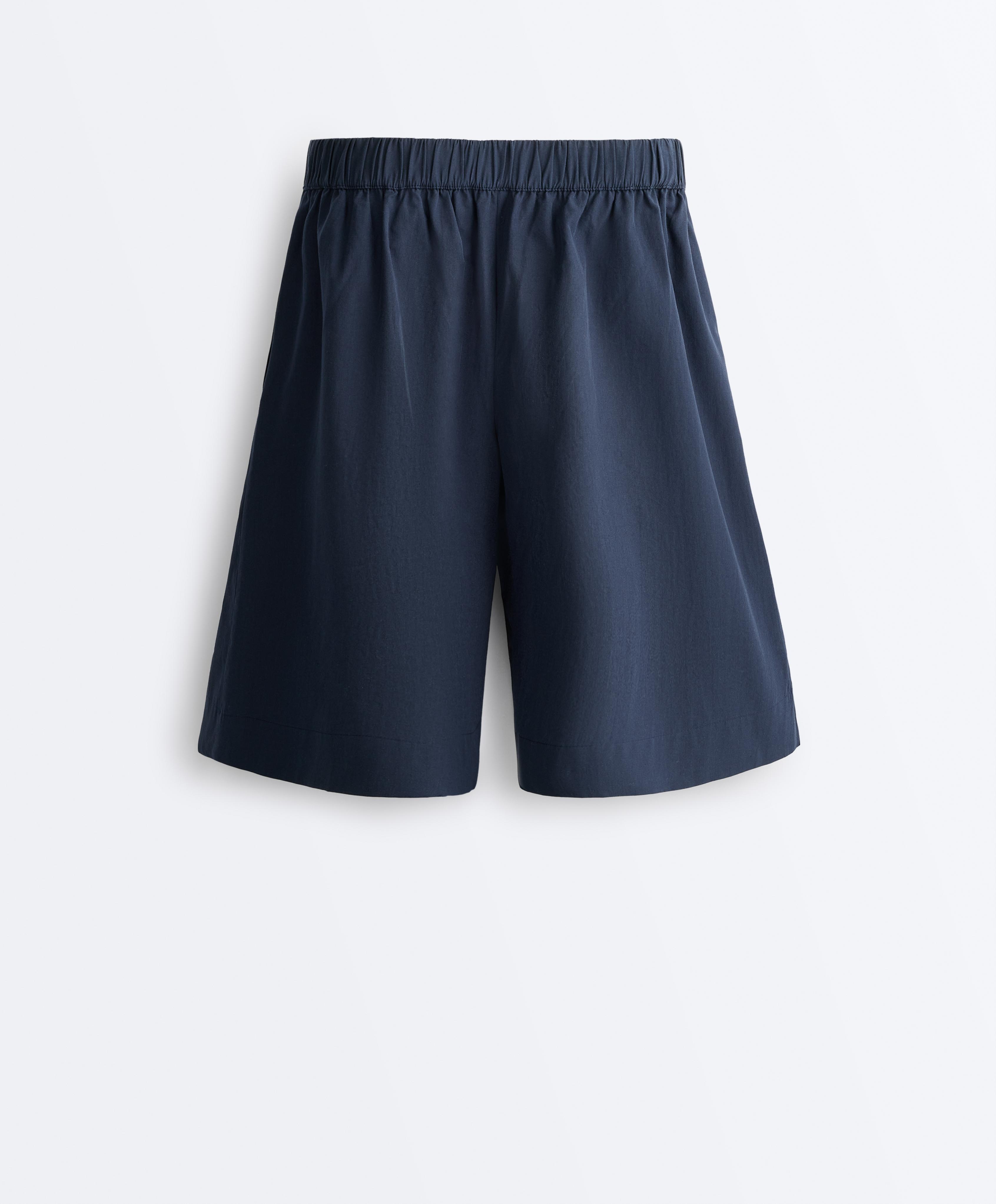 100% cotton Bermuda shorts — NAVY BLUE