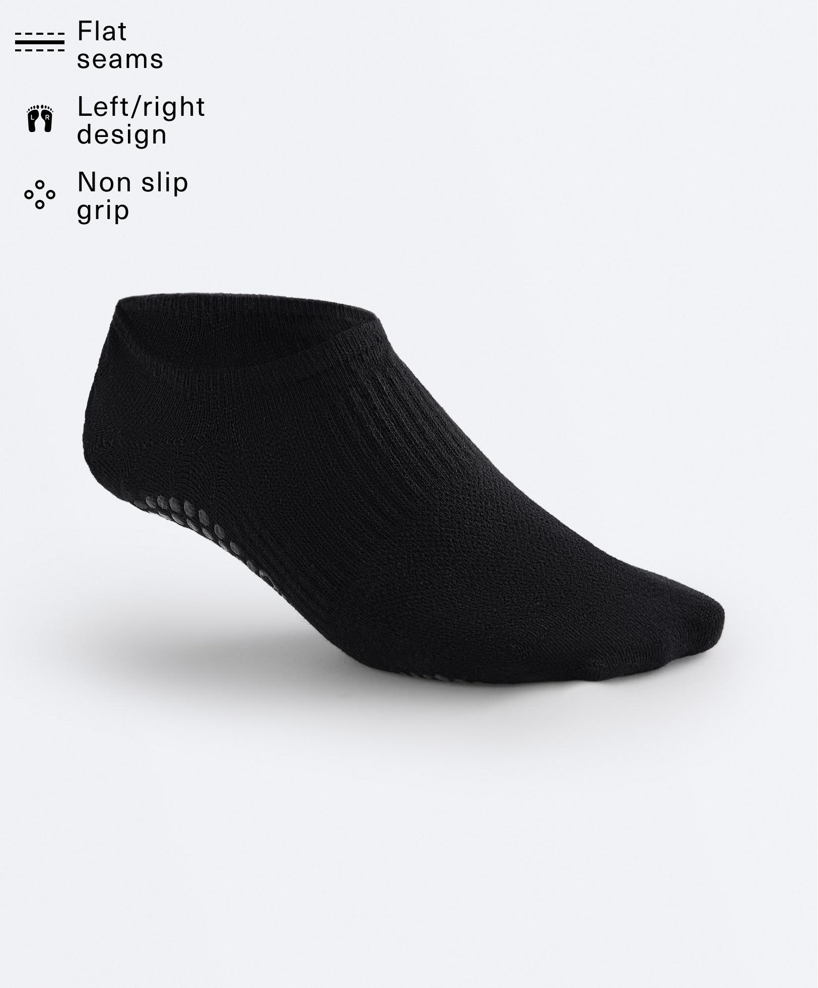 2 pairs of cotton blend yoga and Pilates socks — BLACK