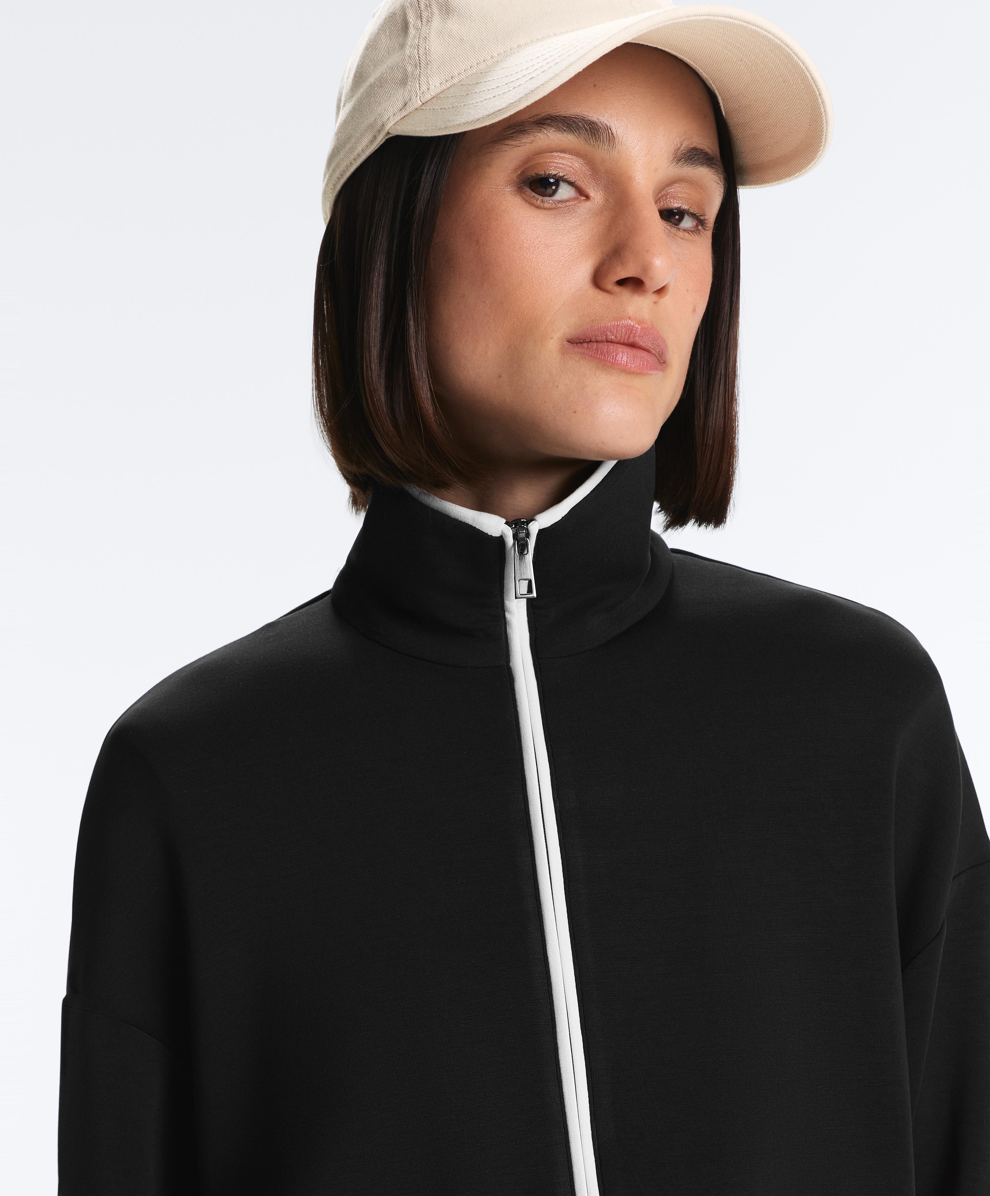 Piping jacket with soft-touch modal — BLACK