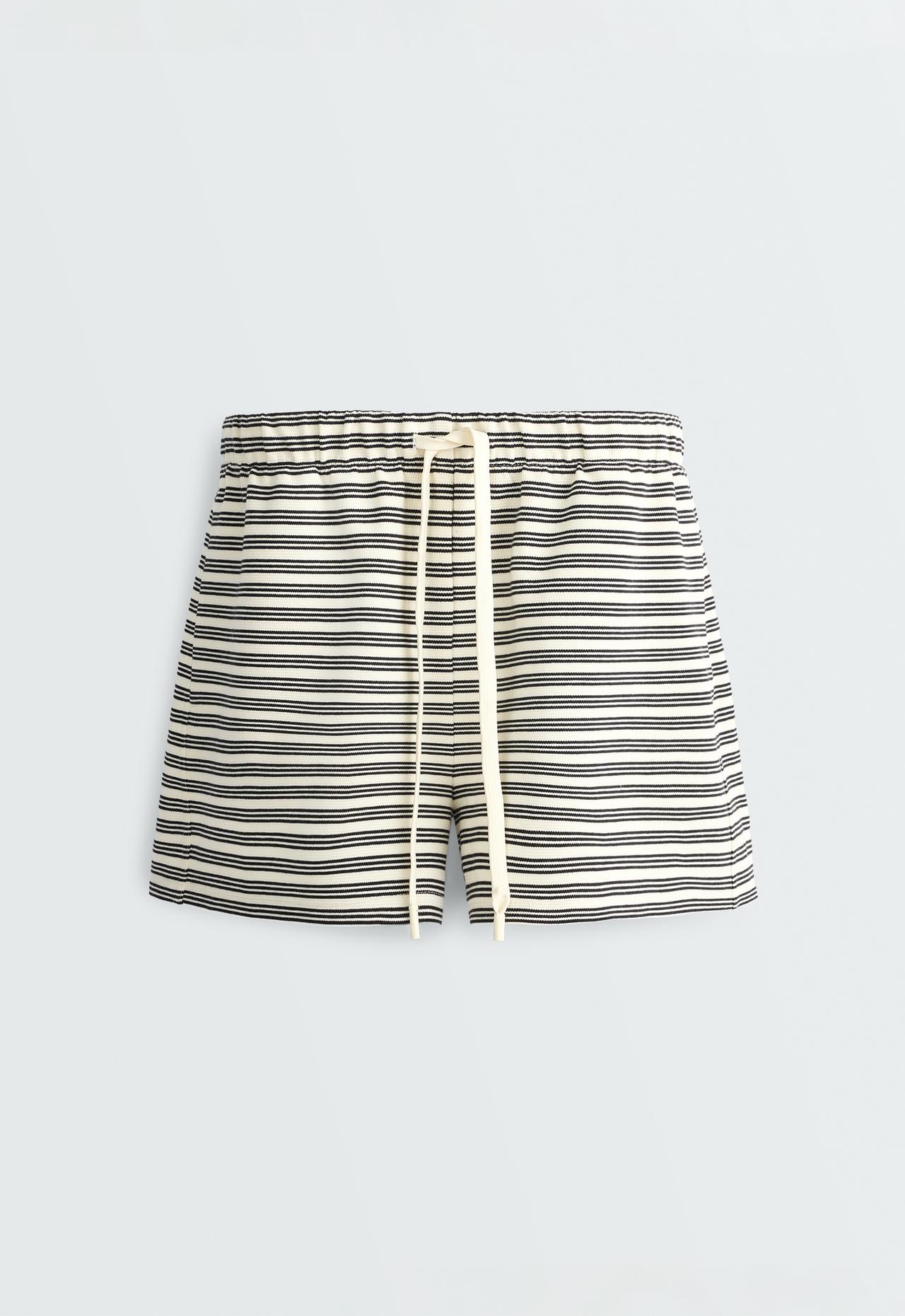 Cotton stripe shorts — PALE ECRU