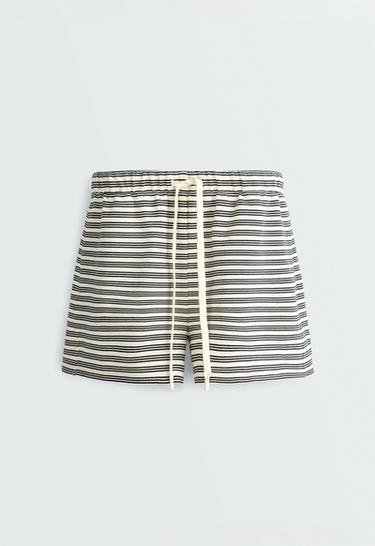 Cotton stripe shorts — PALE ECRU 8