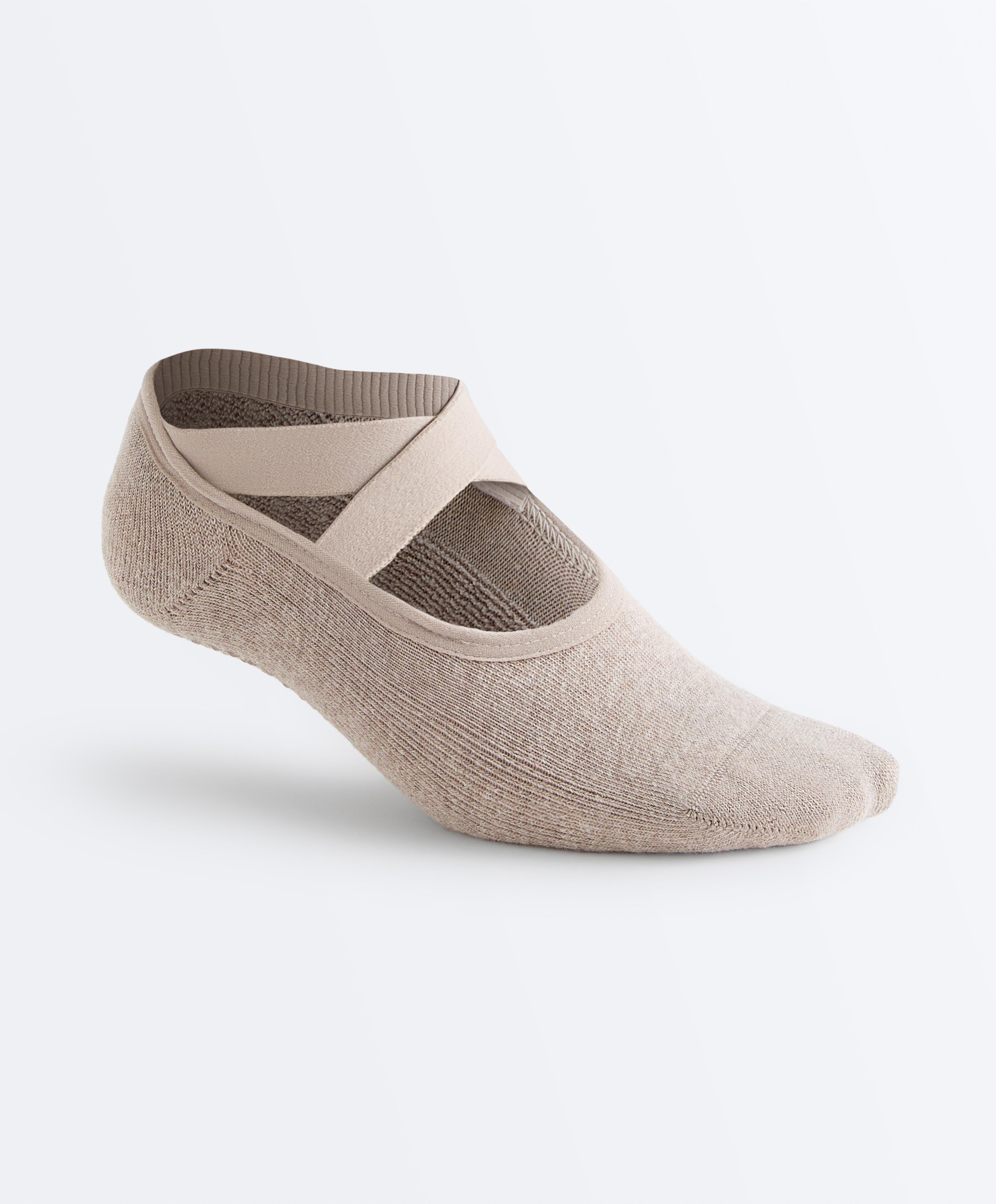 2 pairs of padded cotton blend yoga and Pilates socks with crossover straps — BARLEY