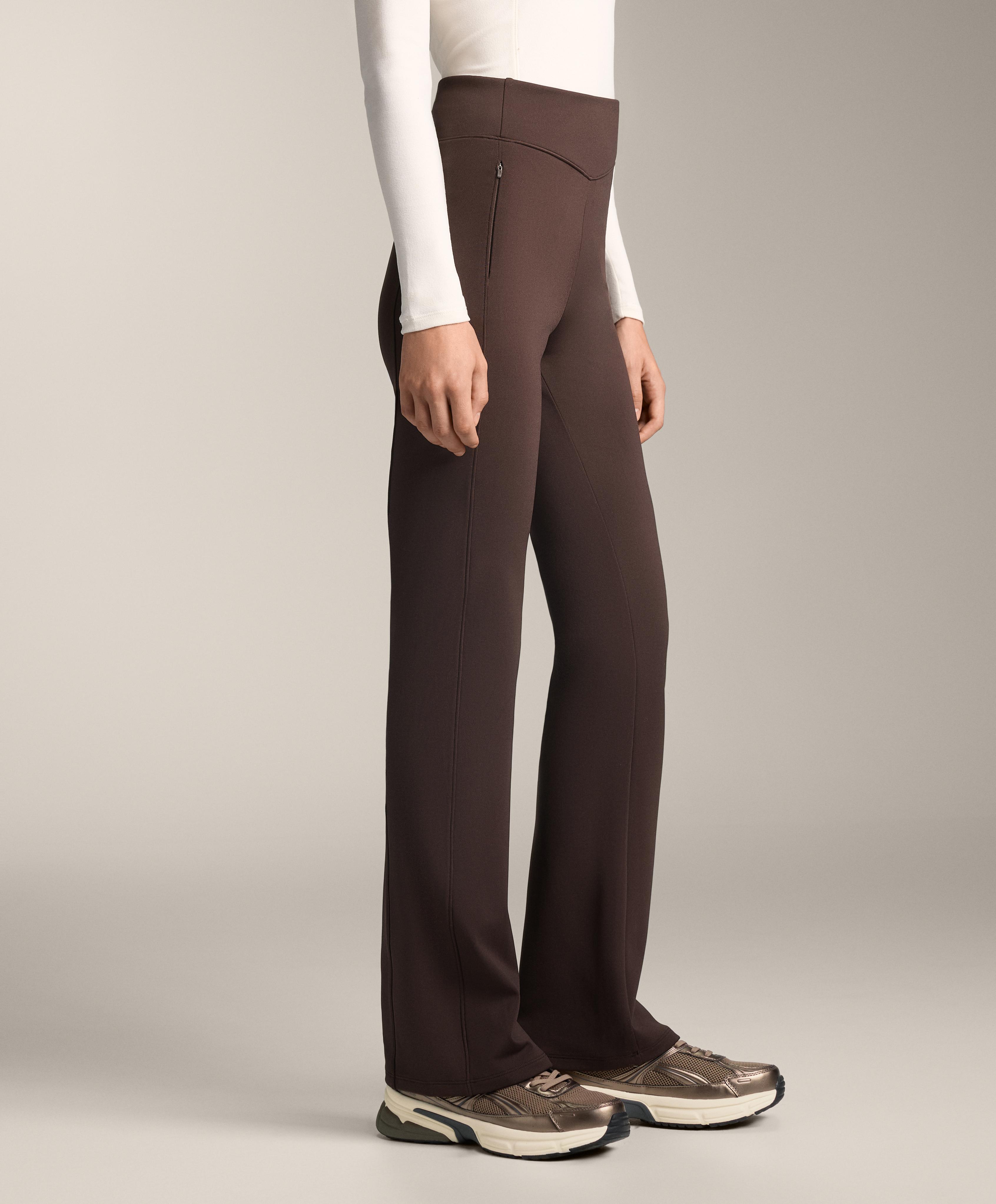 High rise warm flare trousers with pockets — DARK REDDISH‑BROWN