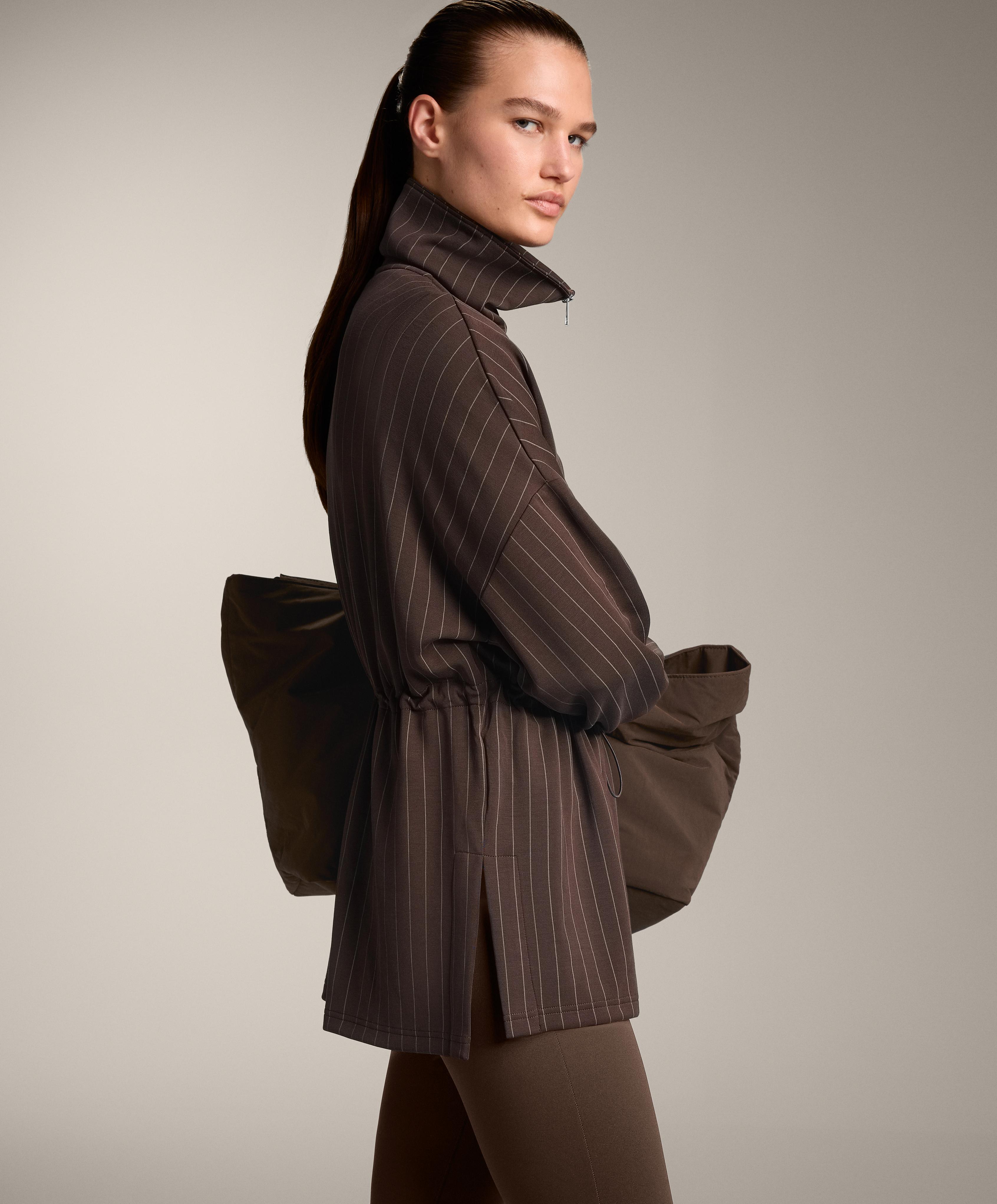 Long striped sweatshirt with adjustable waist and soft-touch modal
