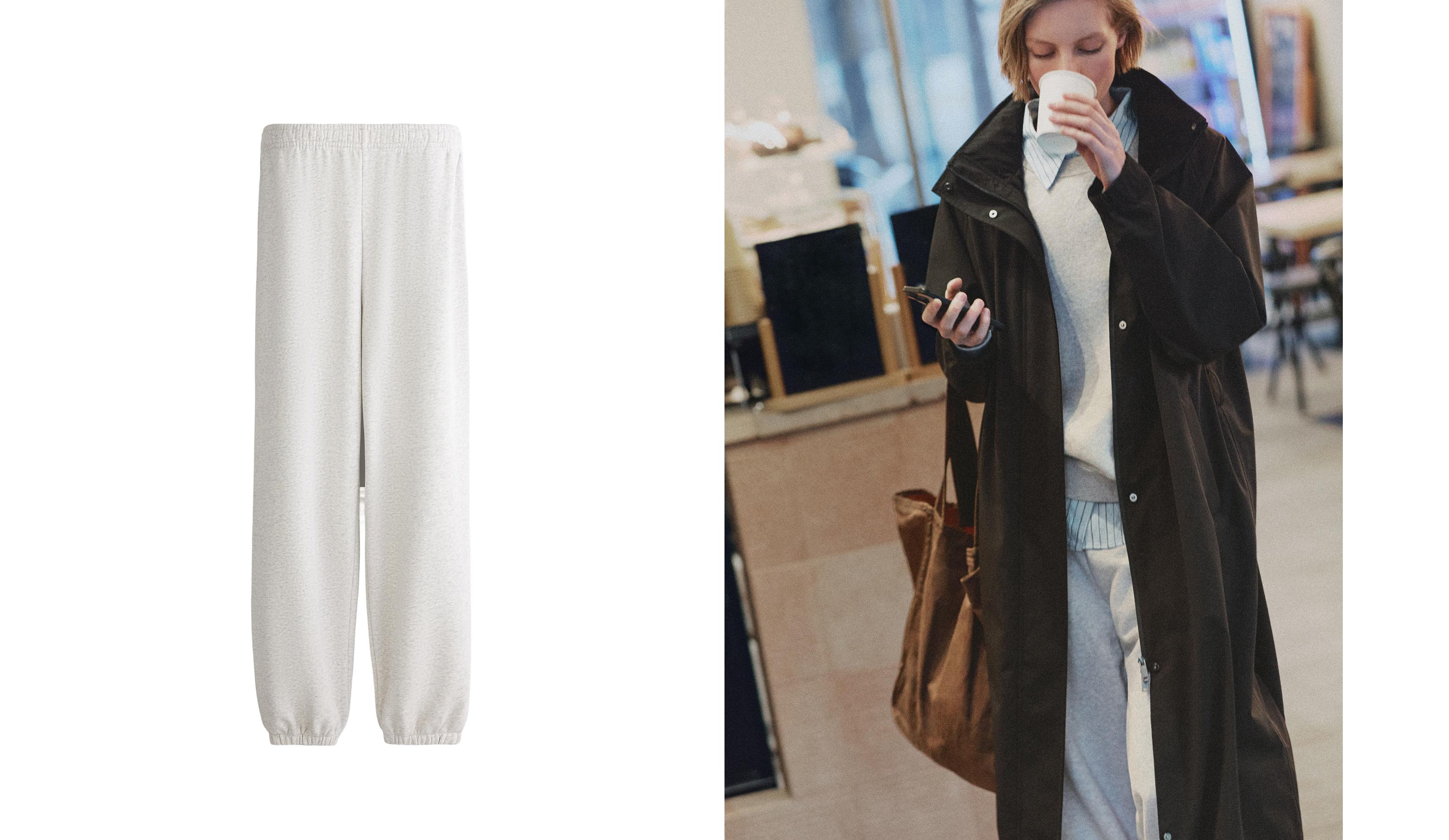 Cotton blend fleece joggers — PALE GREY MELANGE