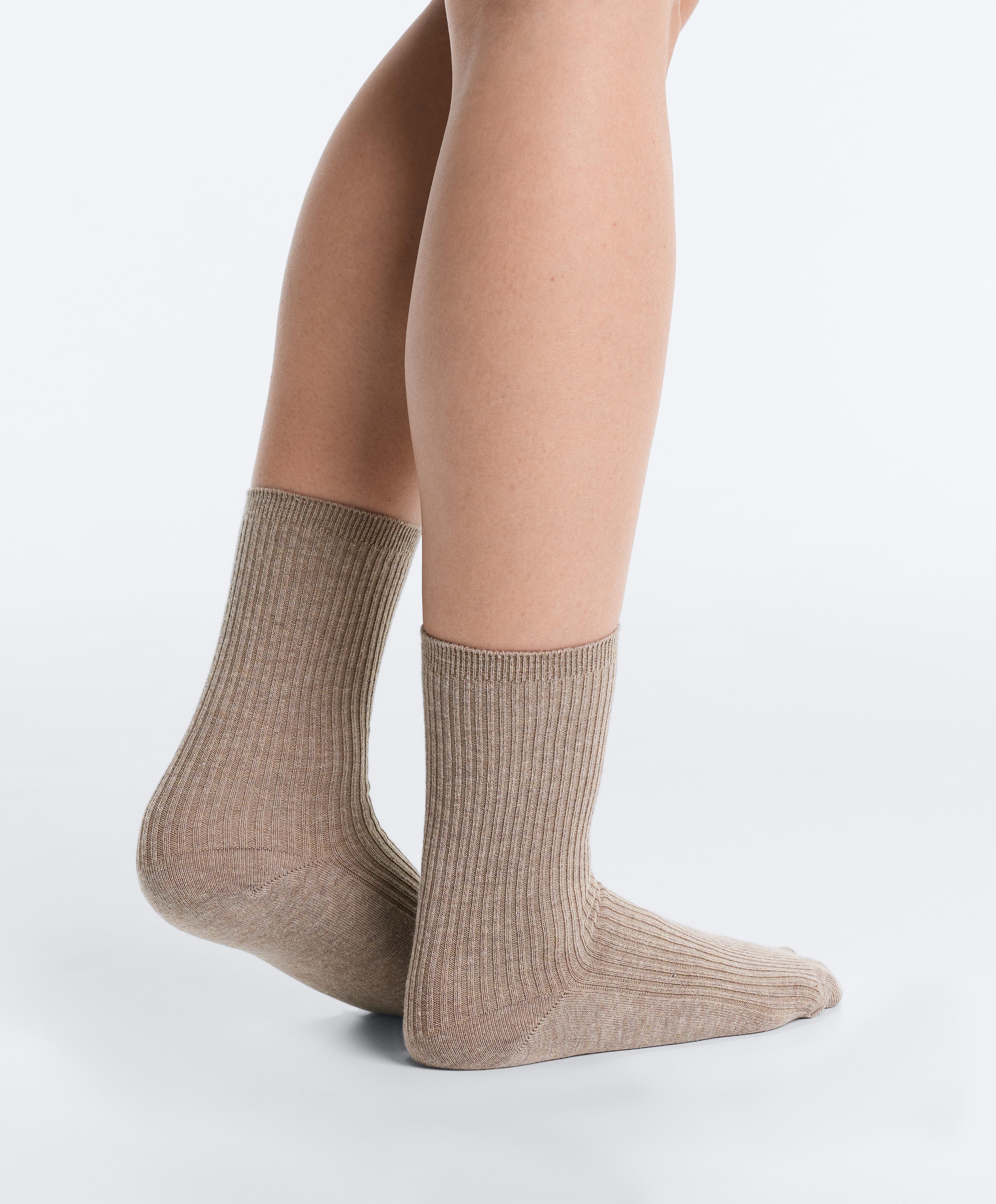 5 pairs of cotton blend classic socks — SAND MELANGE