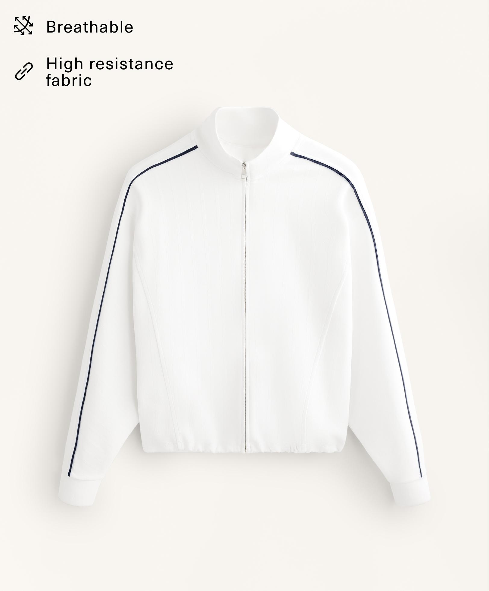 Piqué jacket with side piping and cotton — WHITE