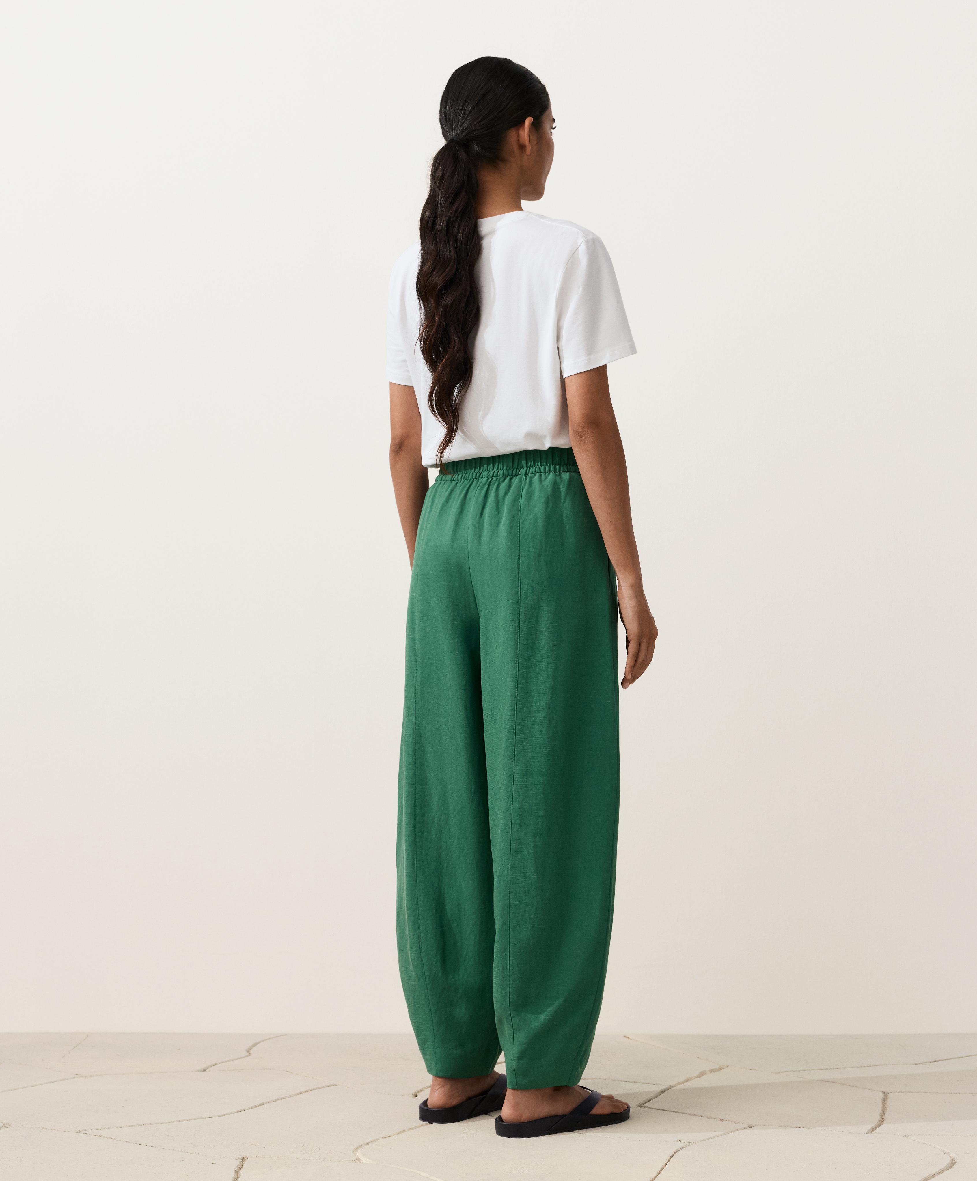 Balloon trousers lyocell blend and 24% linen with seams — EMERALD GREEN