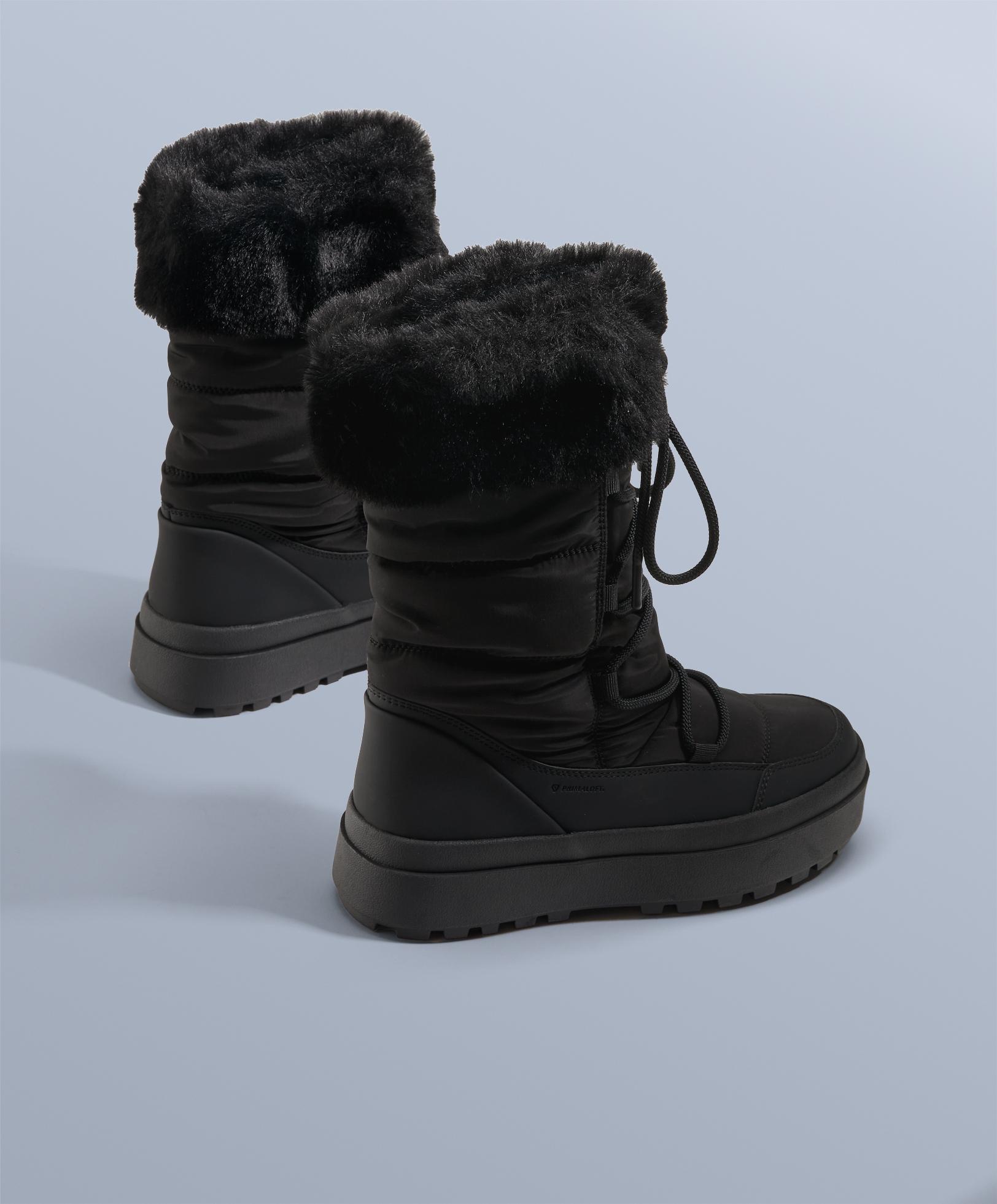 Bottes après-ski lacées avec col en fourrure - Soldes Bottes après-ski lacées avec col en fourrure - Soldes