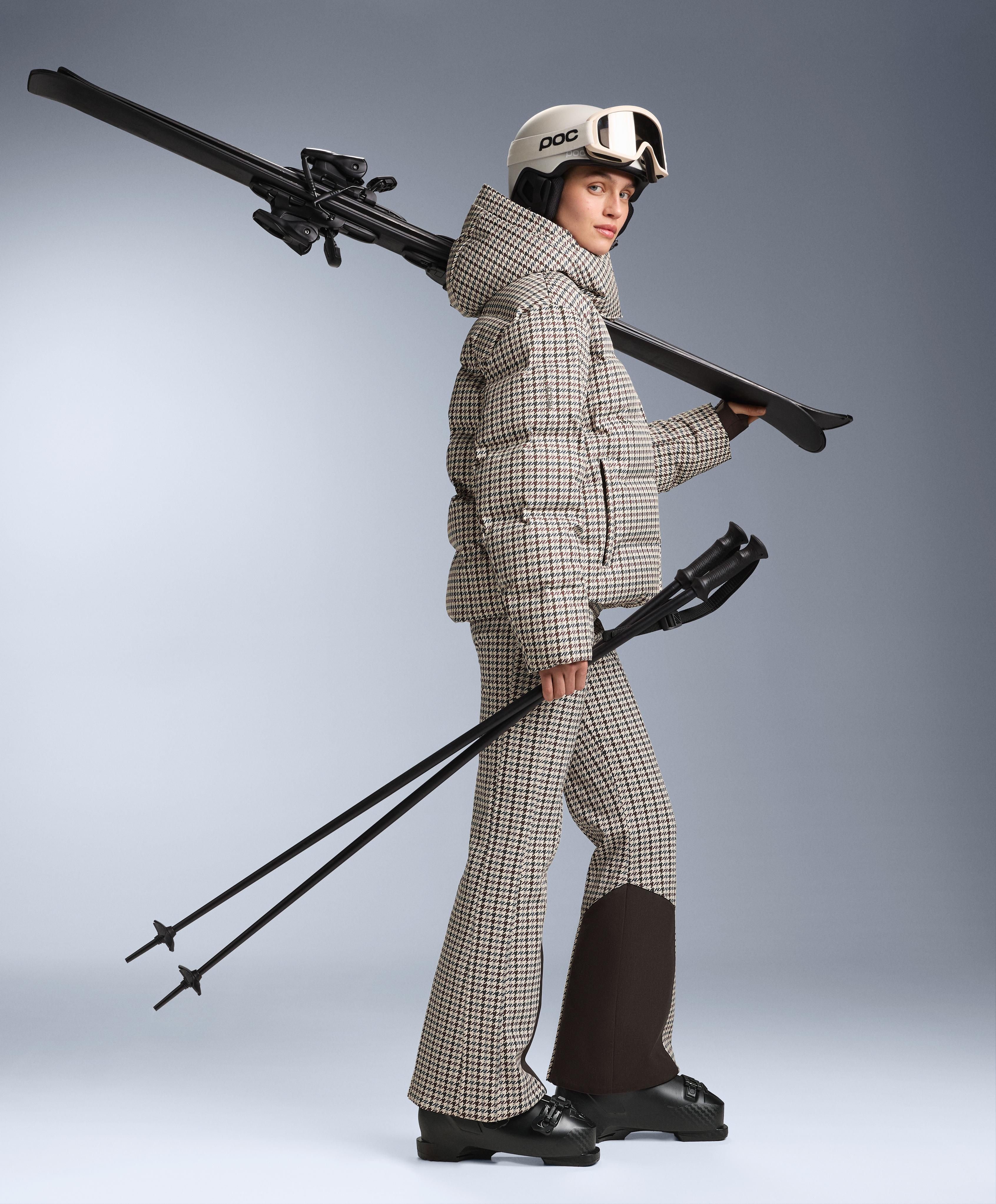 Printed padded jacket 80% down and 20% feather MINARDI PIUME SKI 10k — PALE MINK