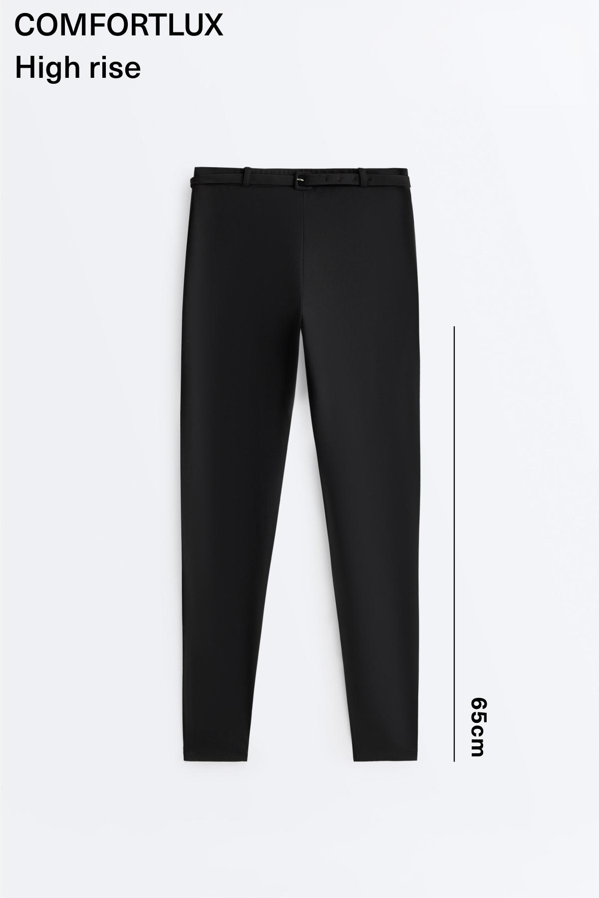 Comfortlux high-rise 65cm ankle-length leggings with belt — BLACK