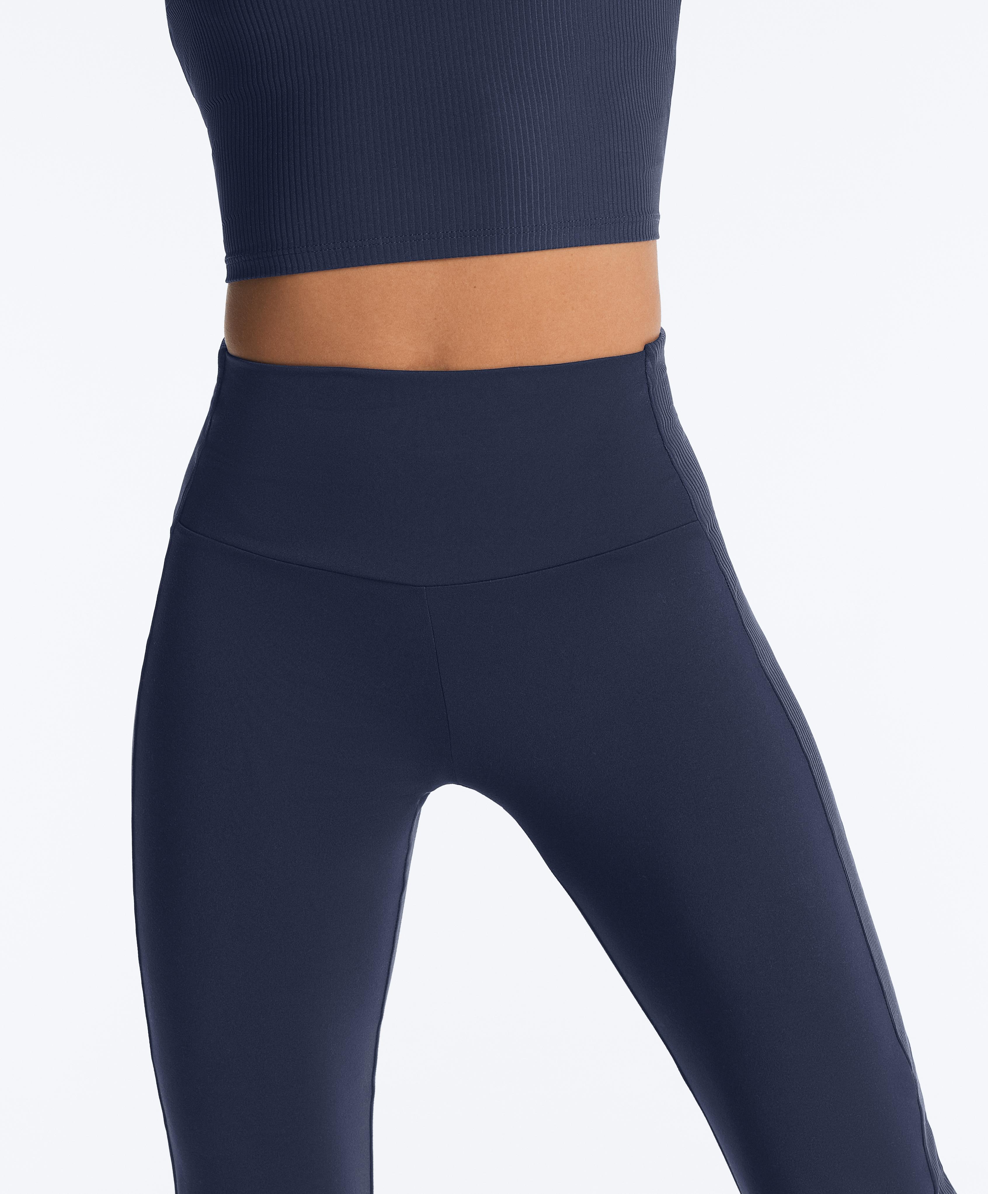 High-rise Comfortlux rib flare trousers — NAVY BLUE