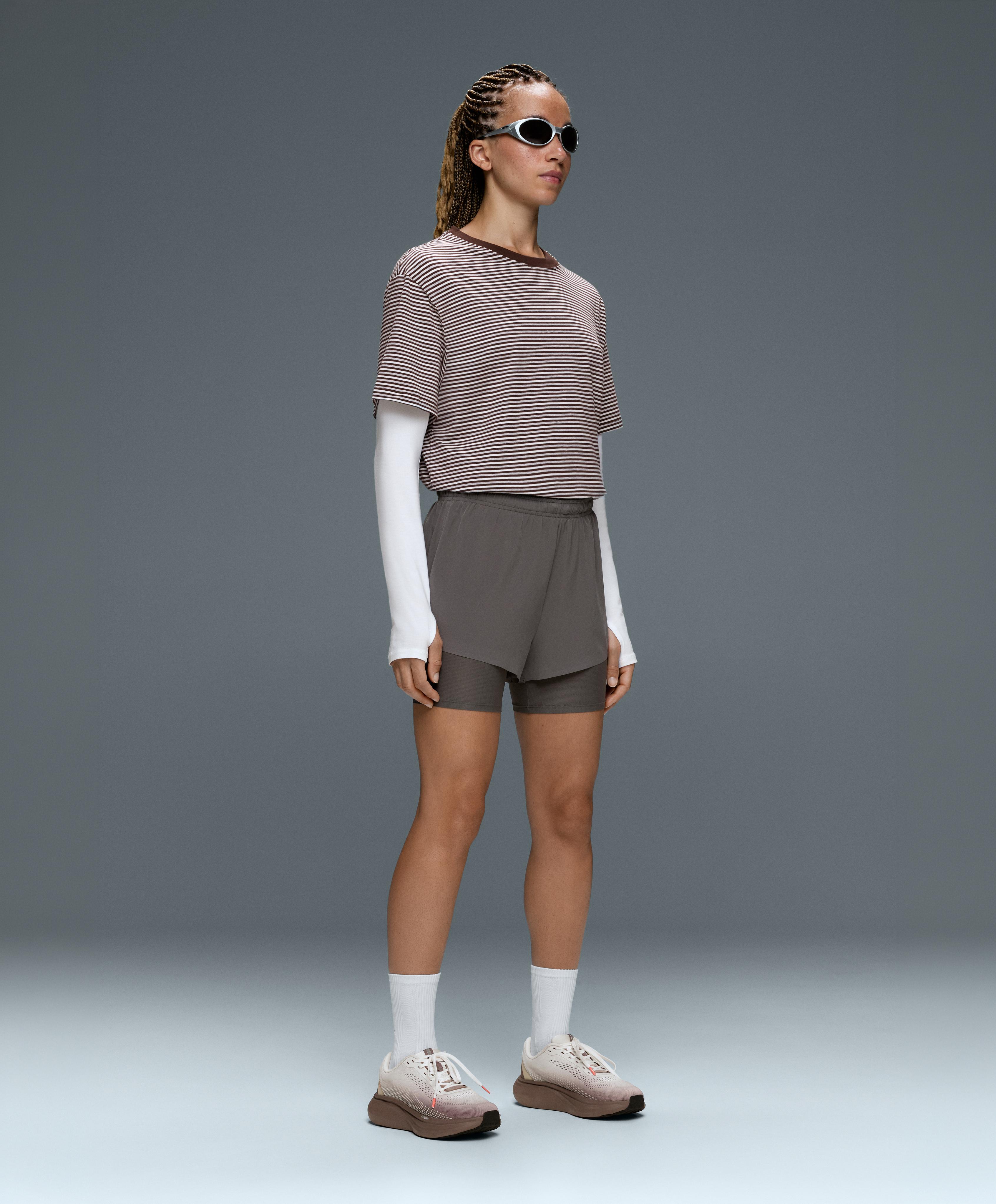 Technical mid rise 2-in-1 shorts — CHARCOAL GREY