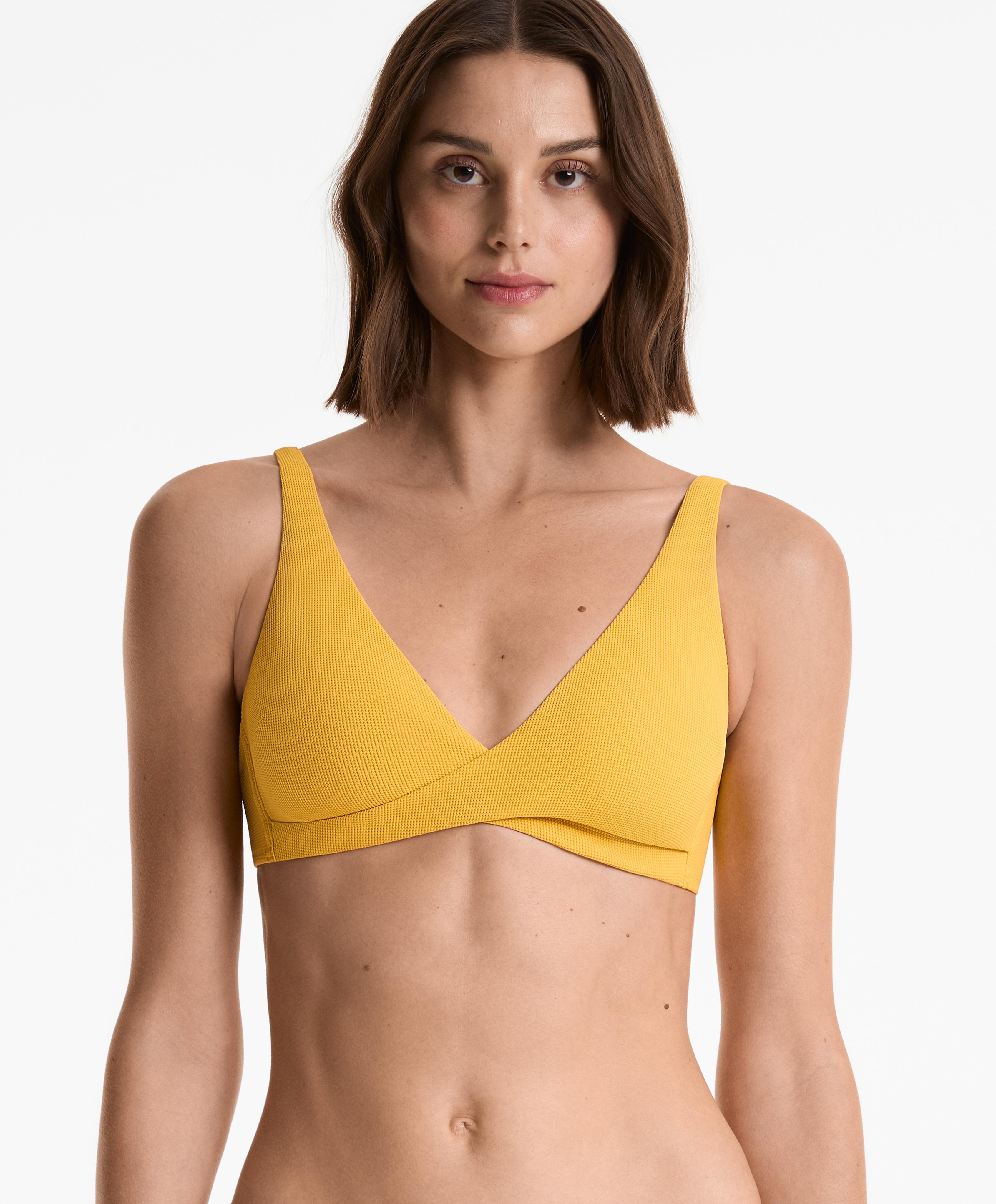 Überkreuztes Halter-Bikinioberteil mit Piqué