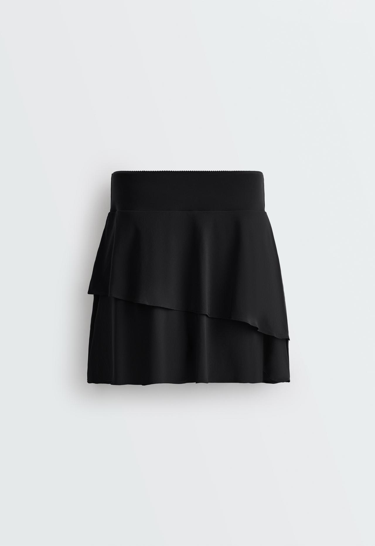 High-rise Compressive frill short skirt — BLACK