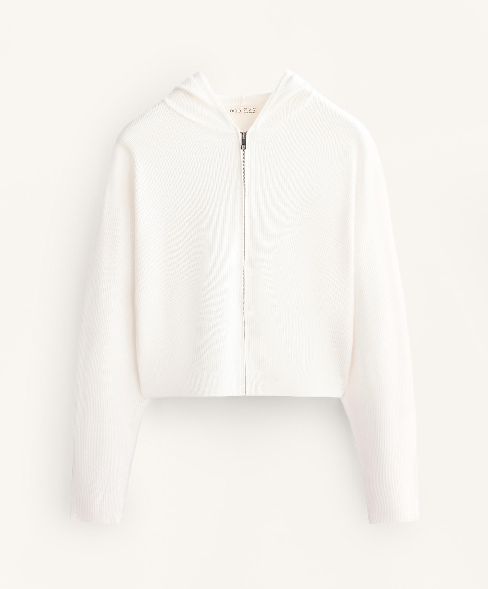 Washed knit hooded jacket — WHITE 