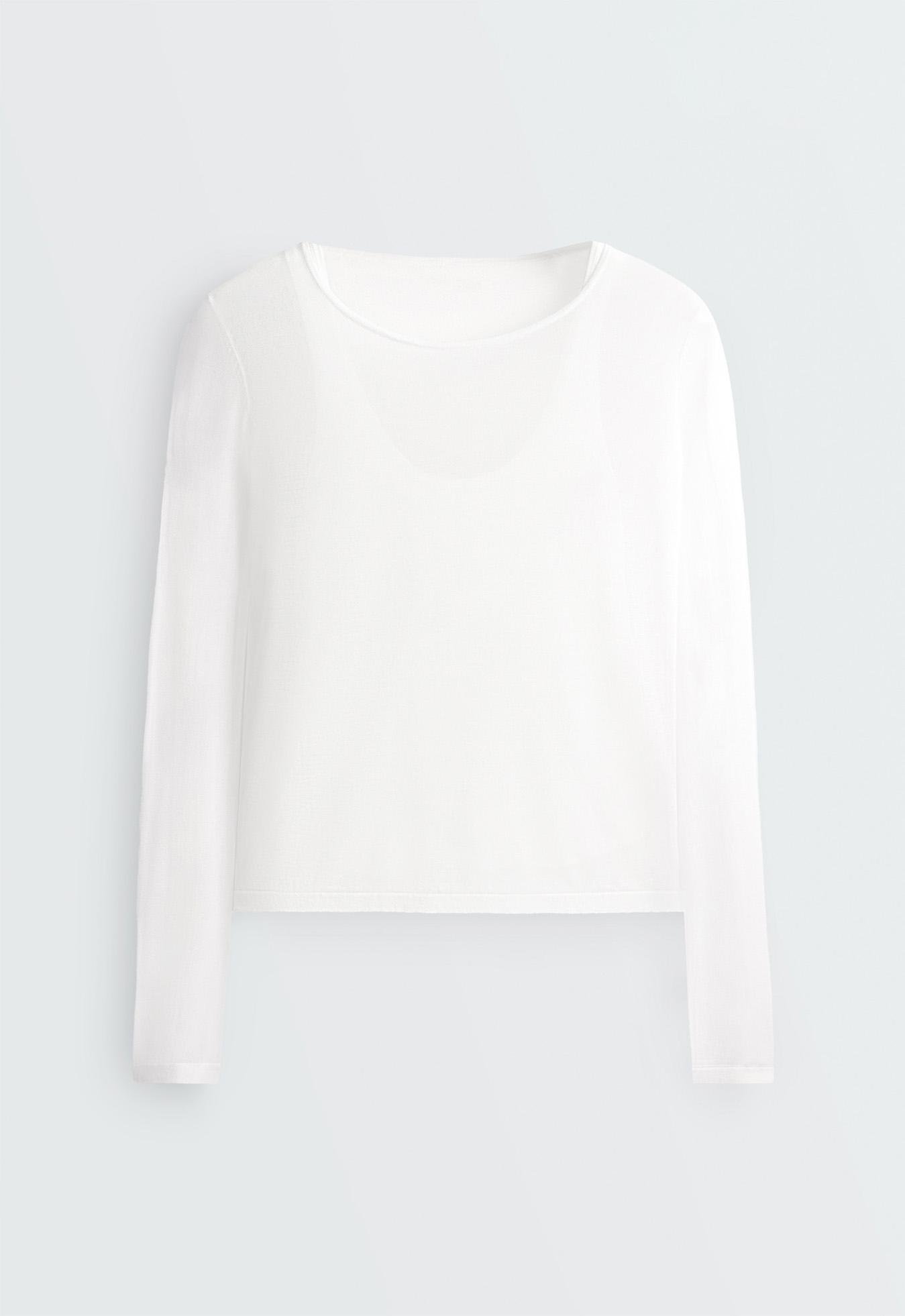 Long-sleeved sheer double-layer top — WHITE 
