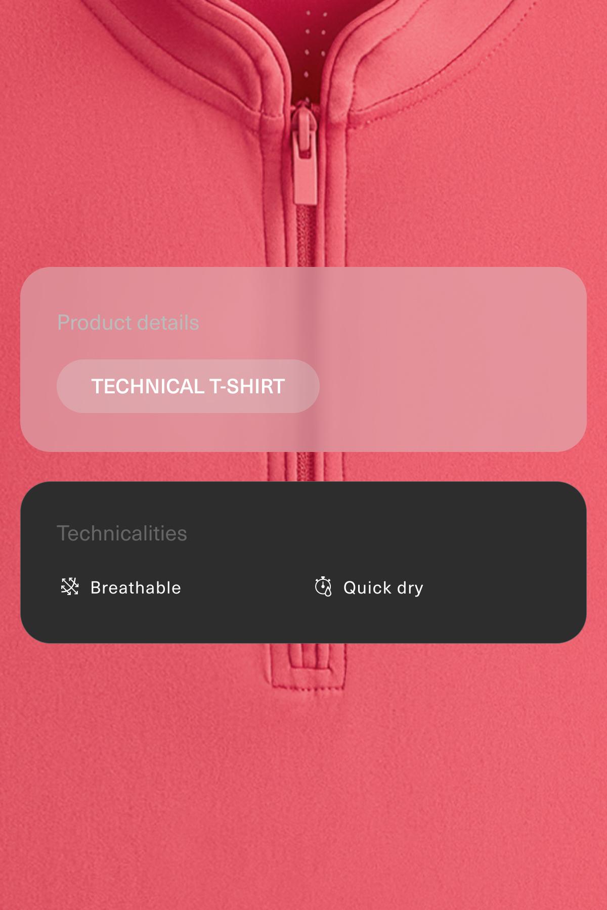 Technical sleeveless T-shirt with half zip — WASHED RED
