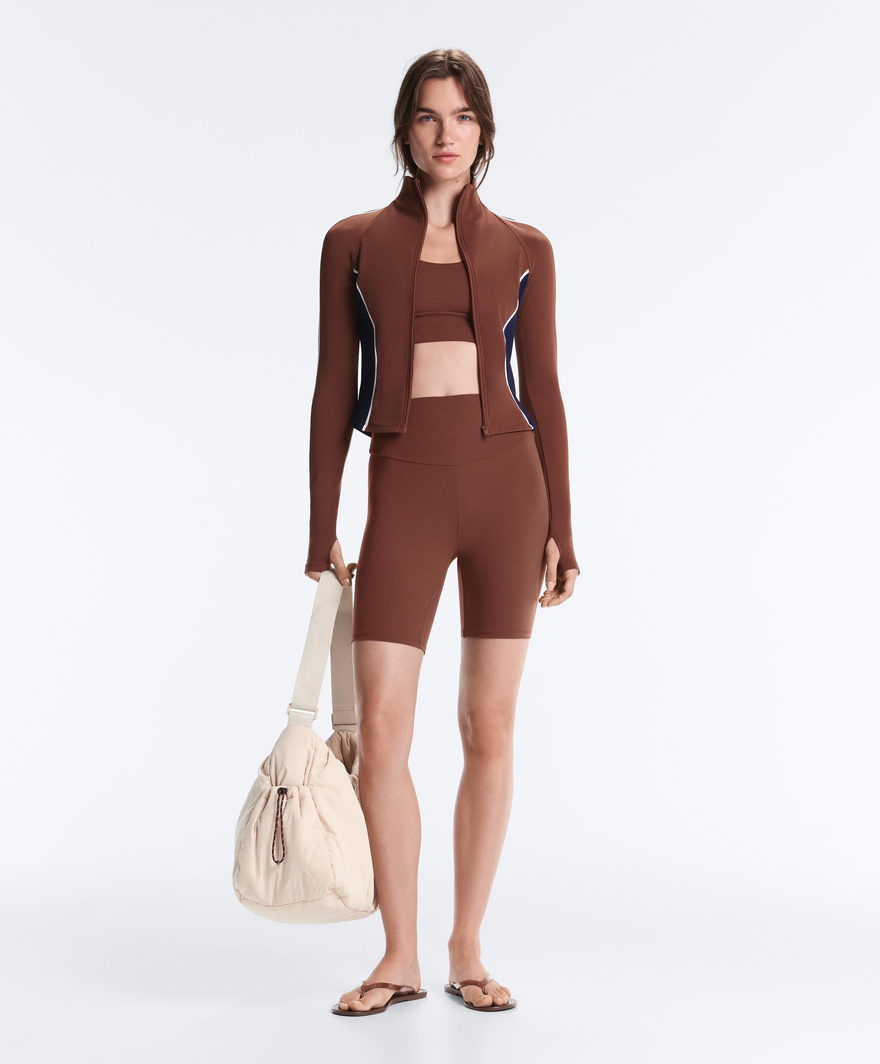 Light warm colour-block technical jacket — TERRACOTTA
