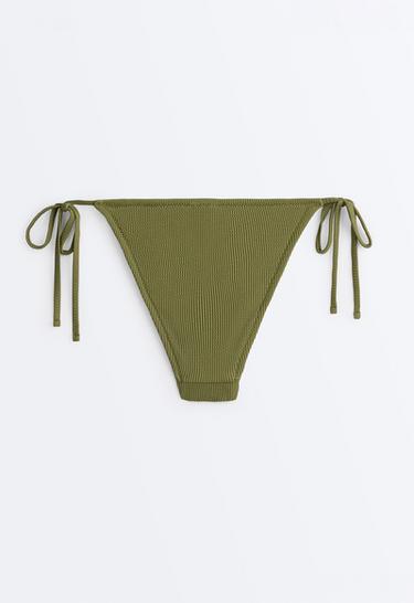 Medium-coverage tie rib bikini briefs — LIGHT KHAKI 8
