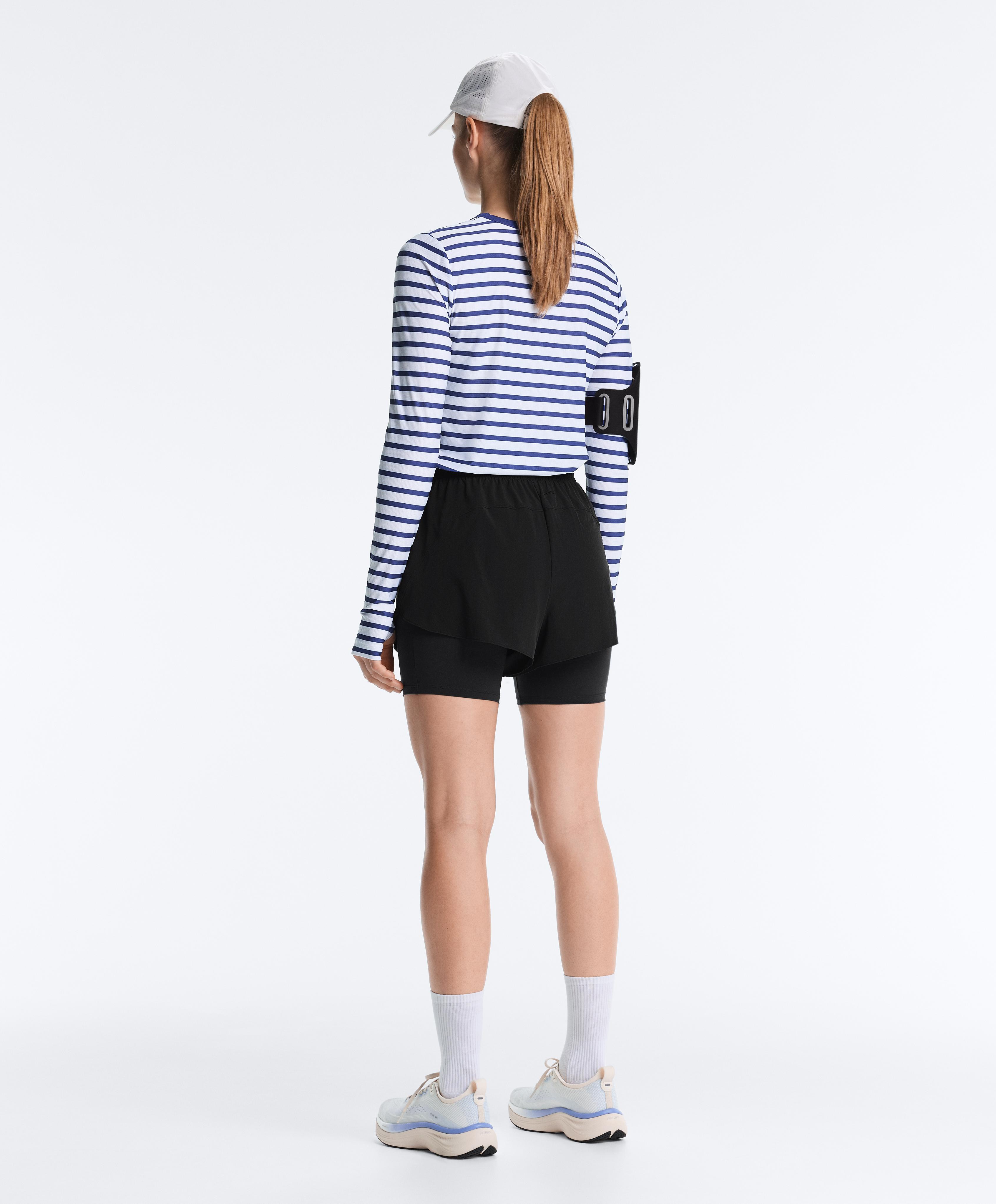 Striped long-sleeved technical T-shirt — ELECTRIC BLUE