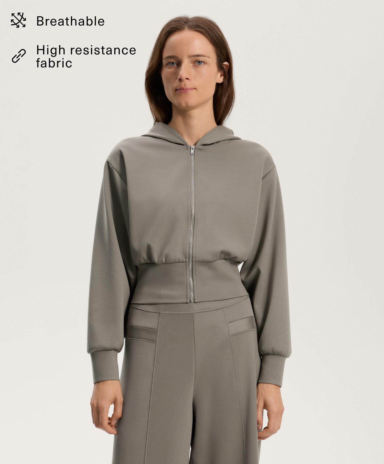 Neoprene Effect Hooded Jacket