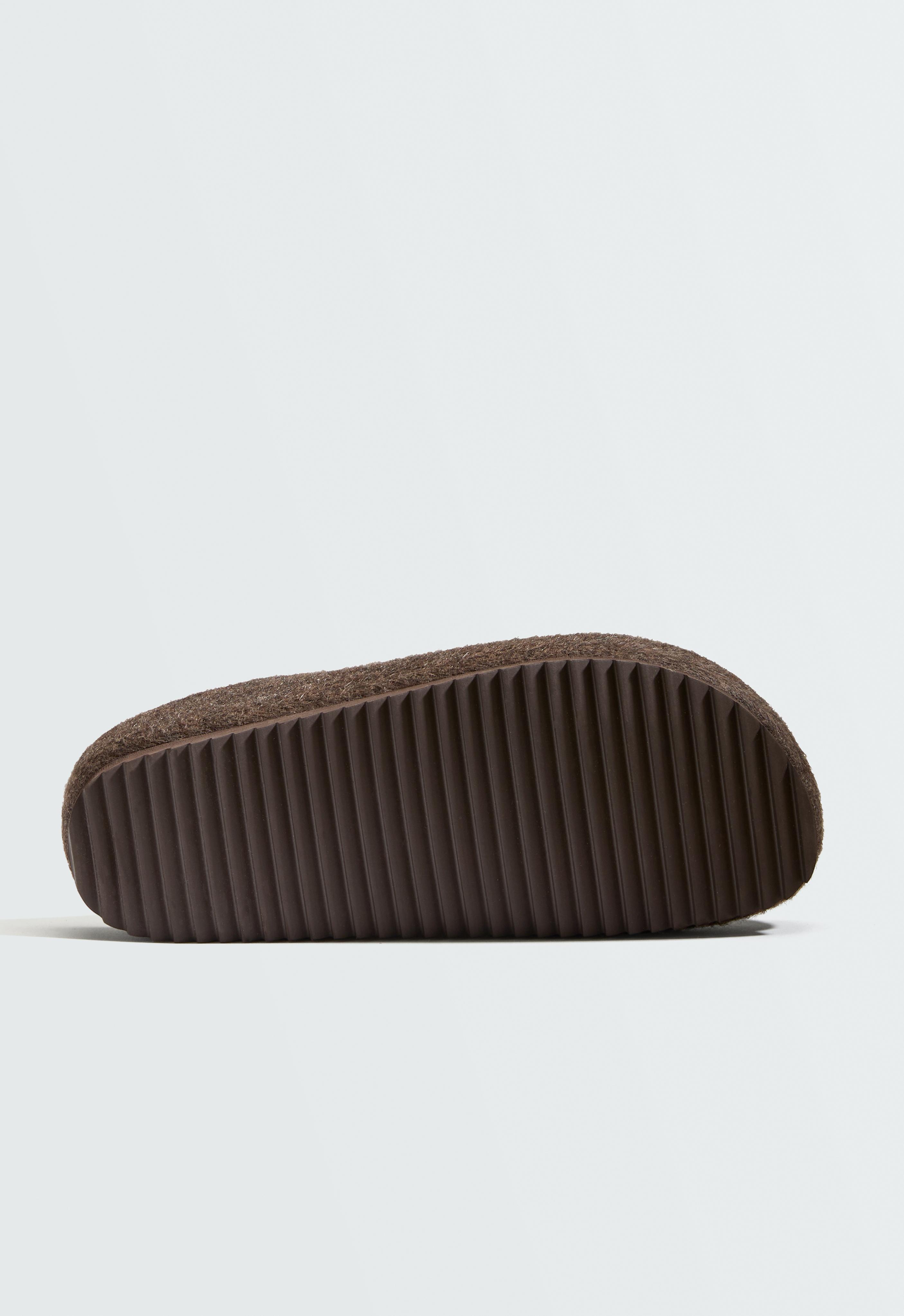 Felt Mule Clogs — BROWN