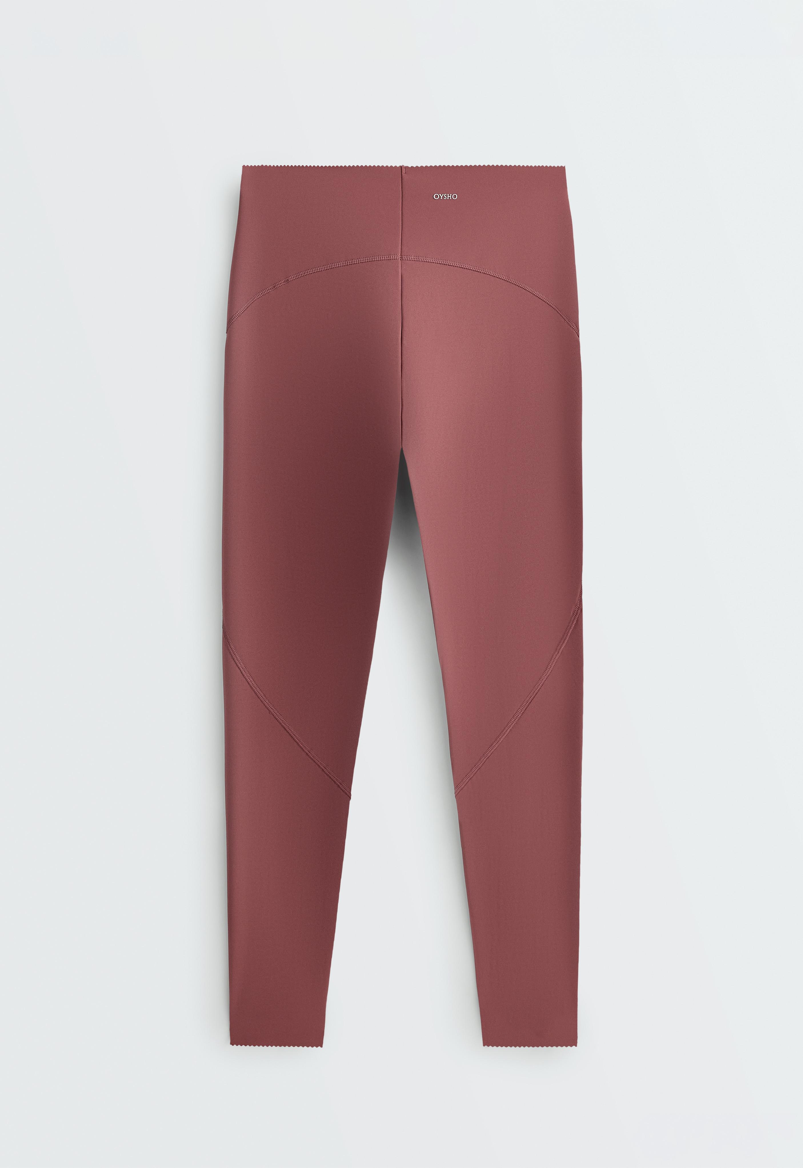 Basic compressive high-waisted ankle-length leggings — FADED BURGUNDY (alternate view)