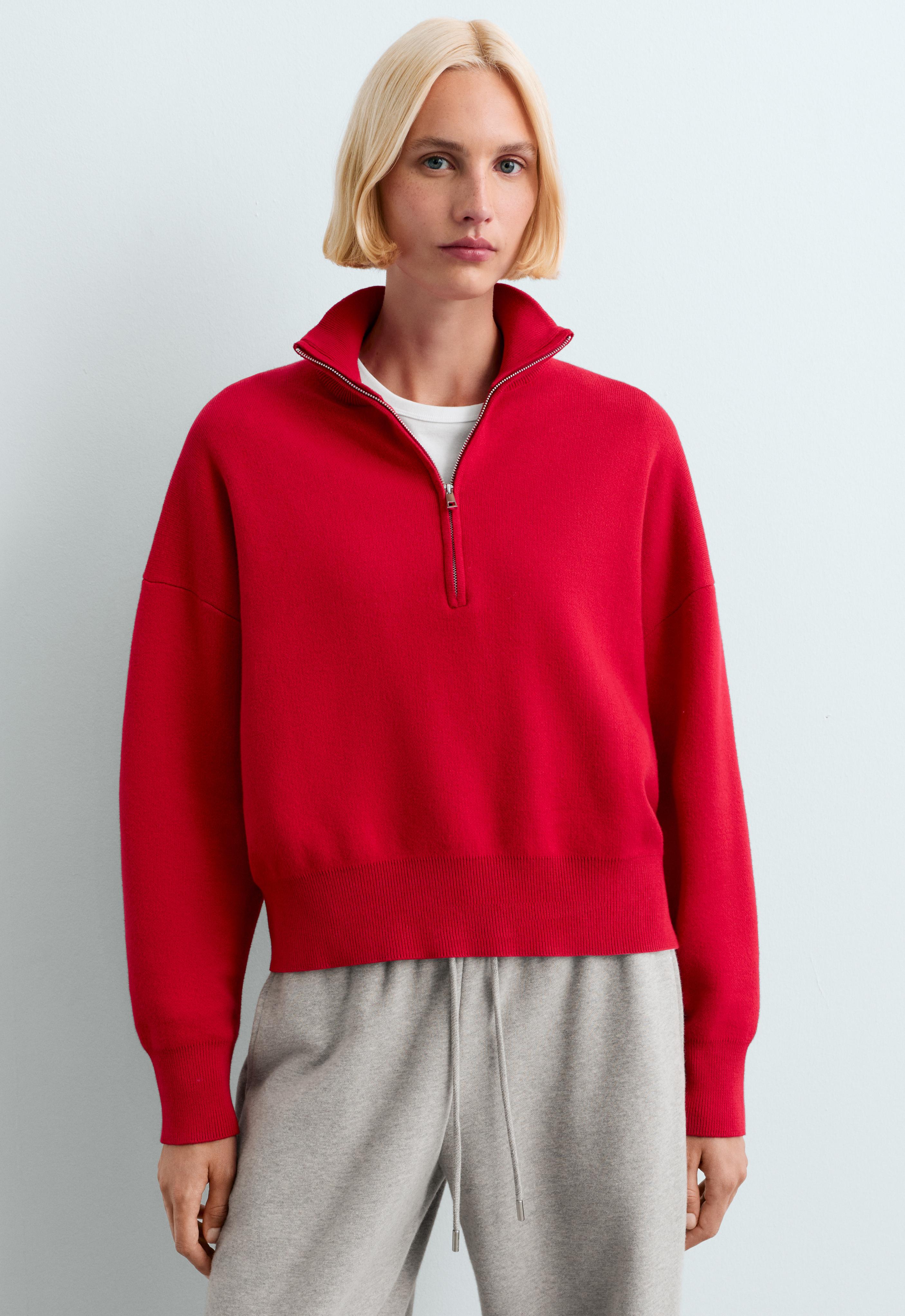 Pull en maille zippé mélange coton Pull en maille zippé mélange coton