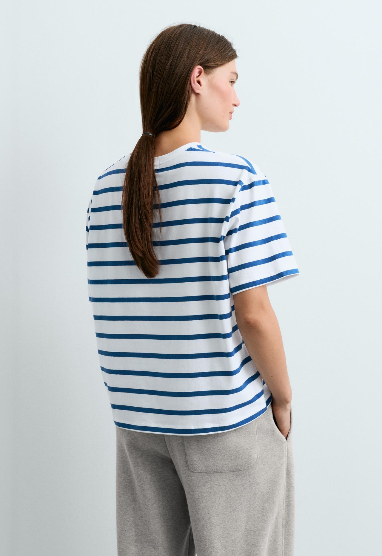 Boxy short-sleeved cotton blend T-shirt — ELECTRIC BLUE