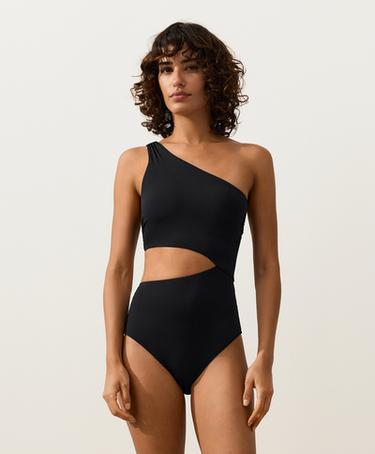 Asymmetric strap trikini — BLACK 1