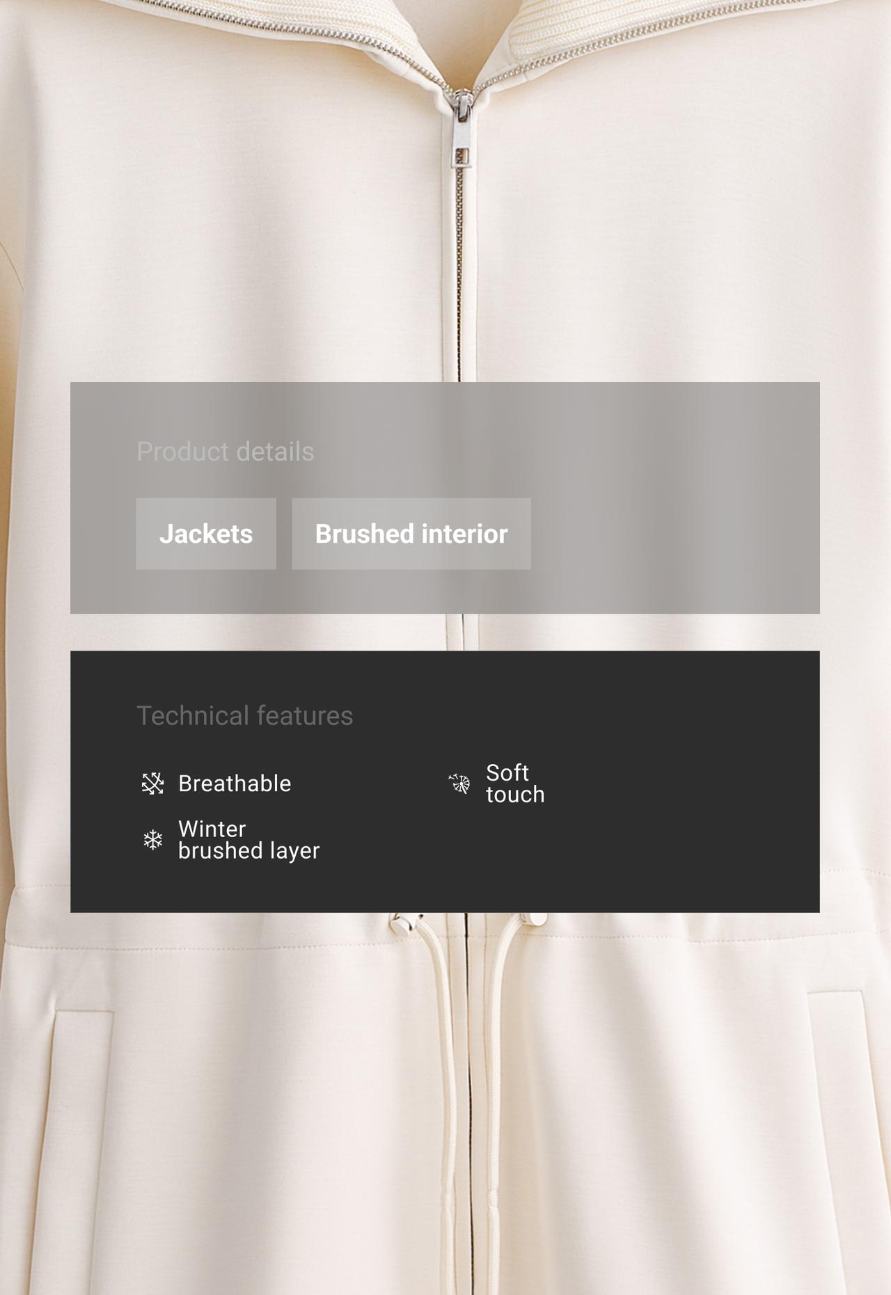 Long jacket with modal brushed piping — PALE ECRU