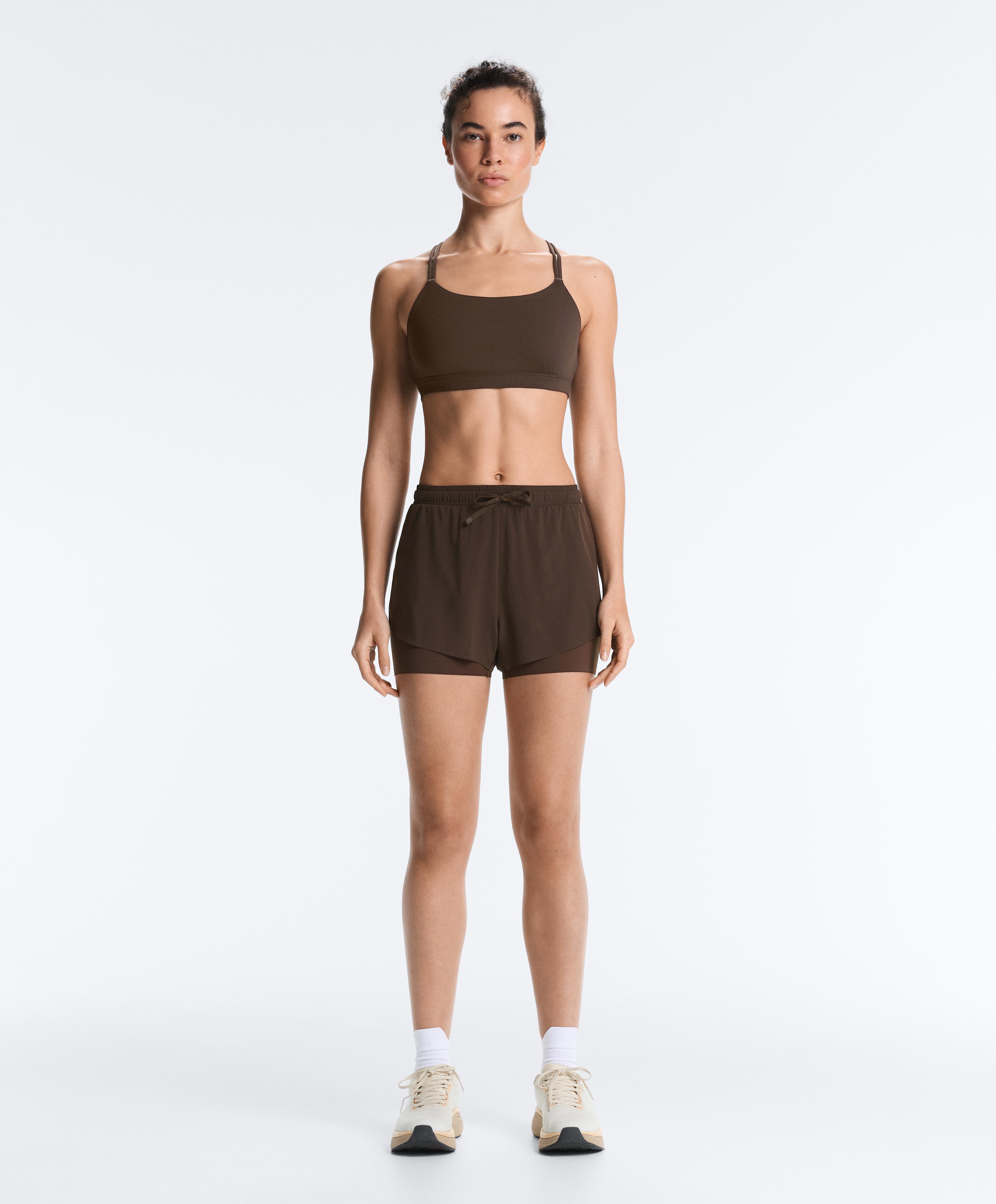 Light Touch 2-in-1 mid-rise shorts — DARK BROWN