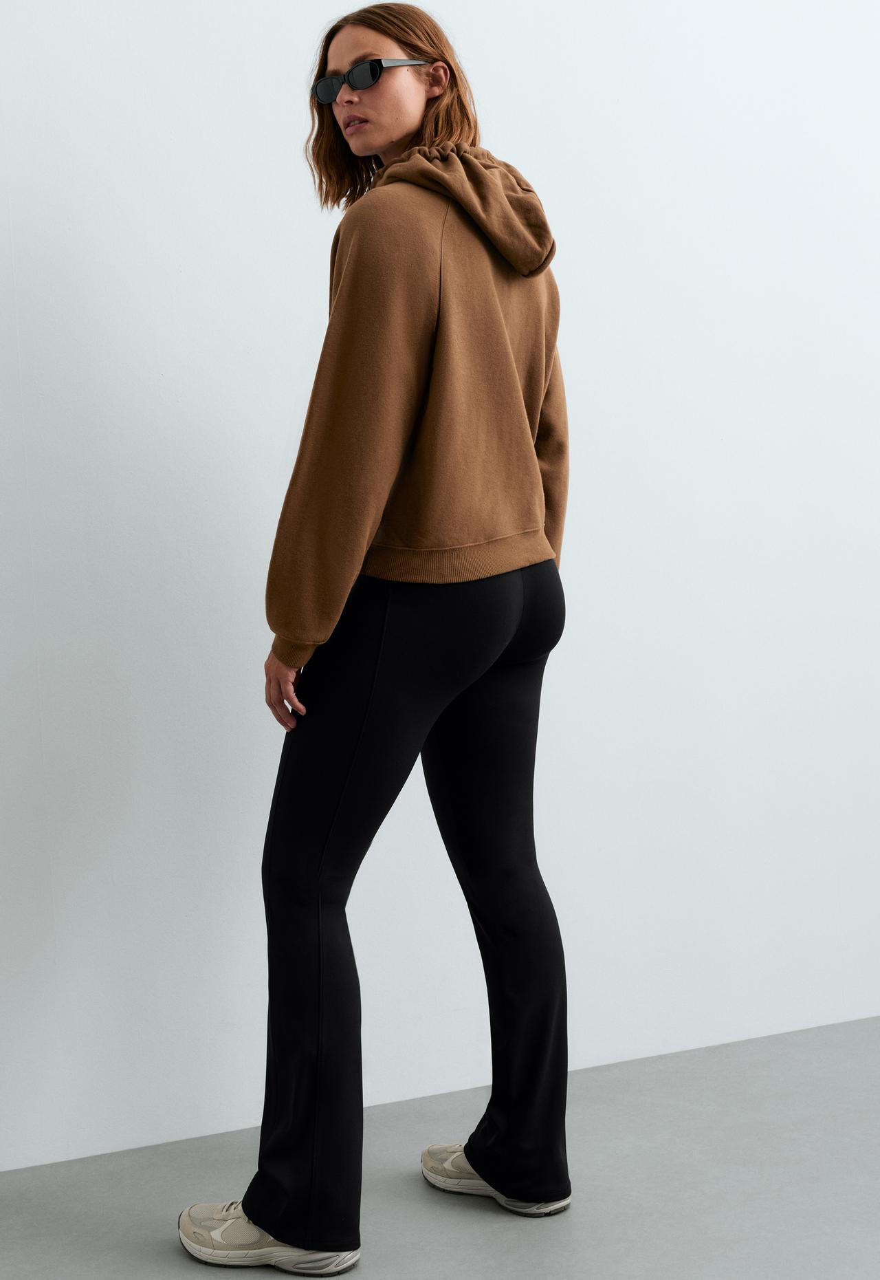 Warm maternity Flare trousers with zips — BLACK