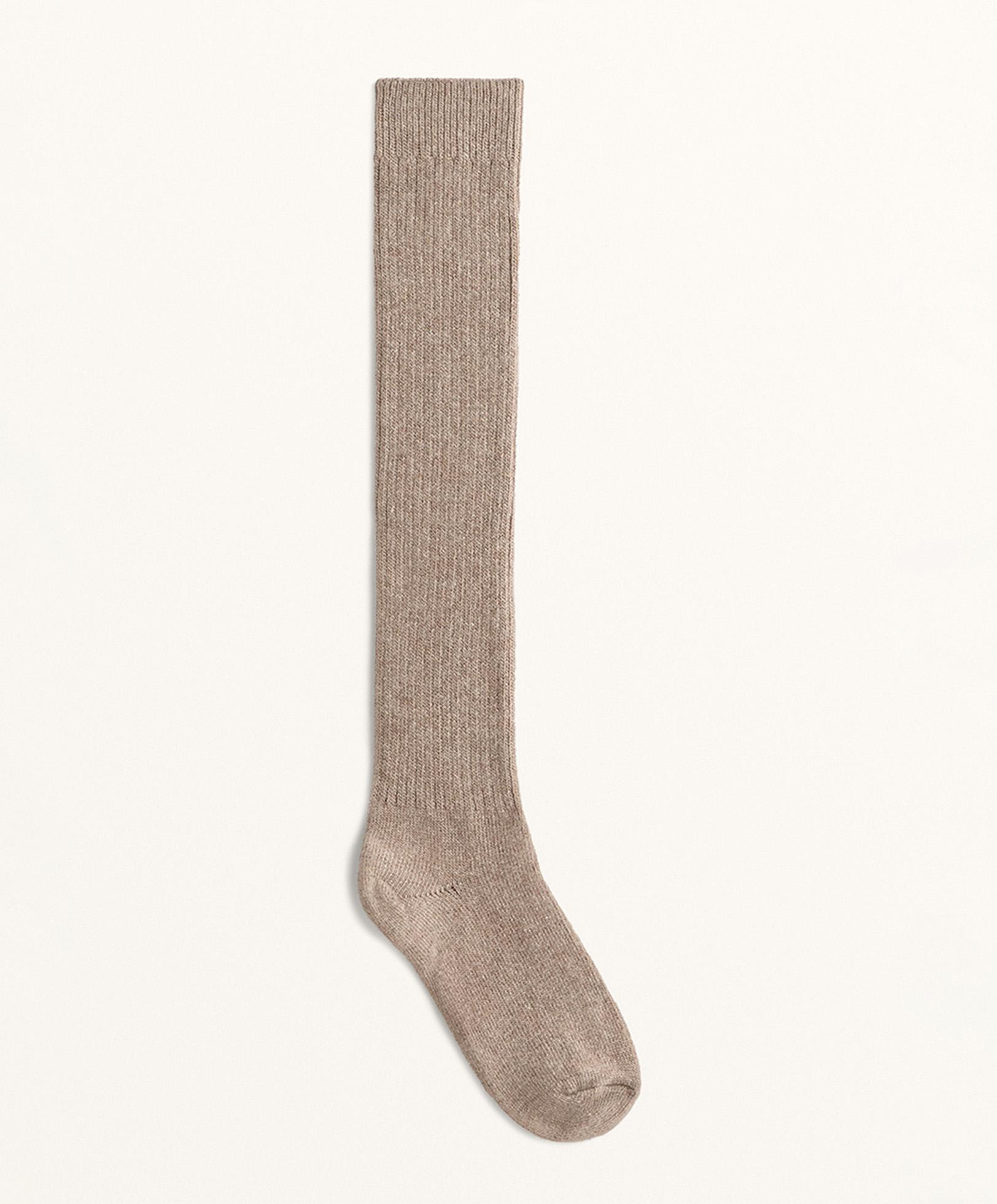 18% cashmere 13% wool long socks — TAN MELANGE
