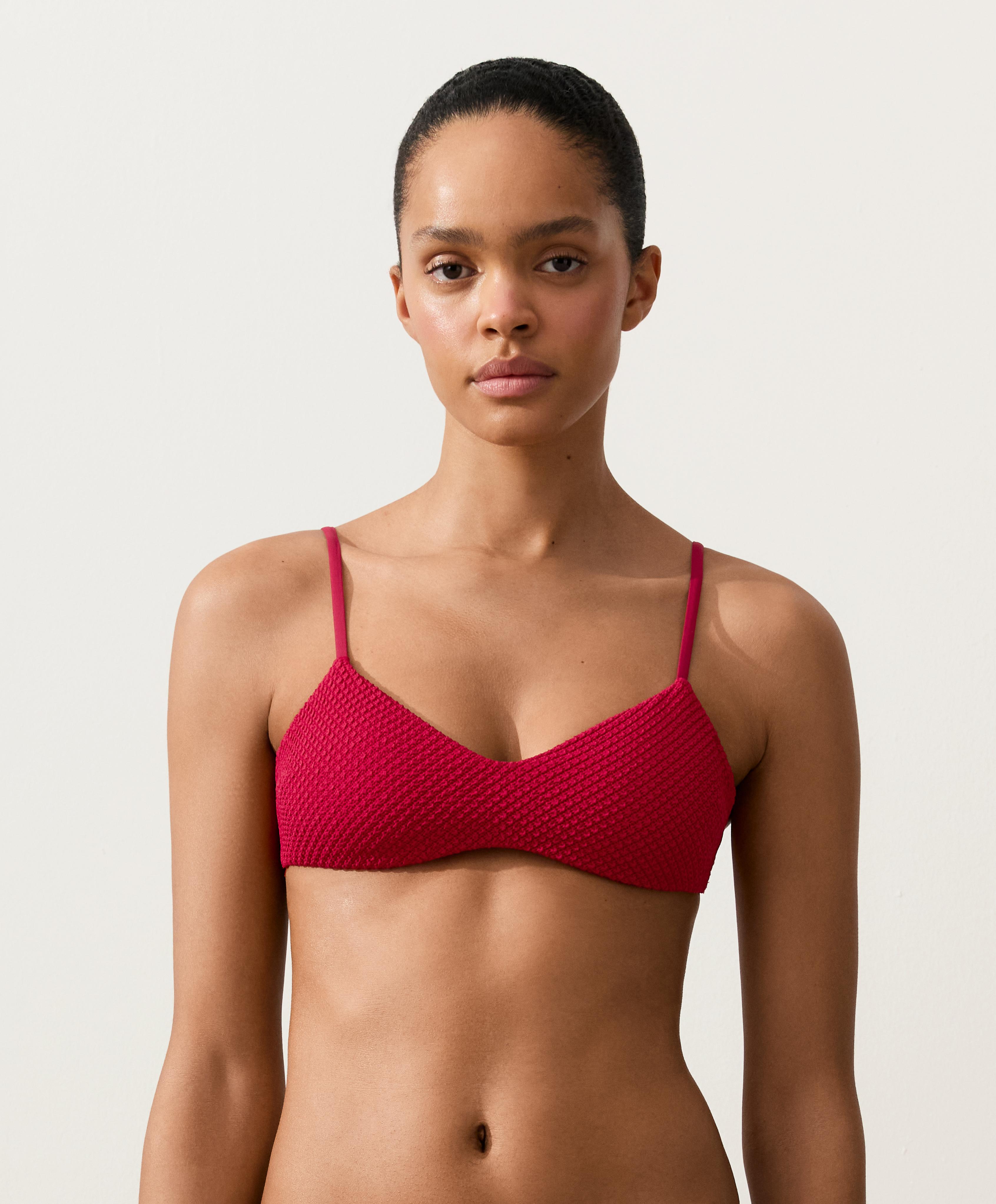 Waffle texture bikini top — BRIGHT RED