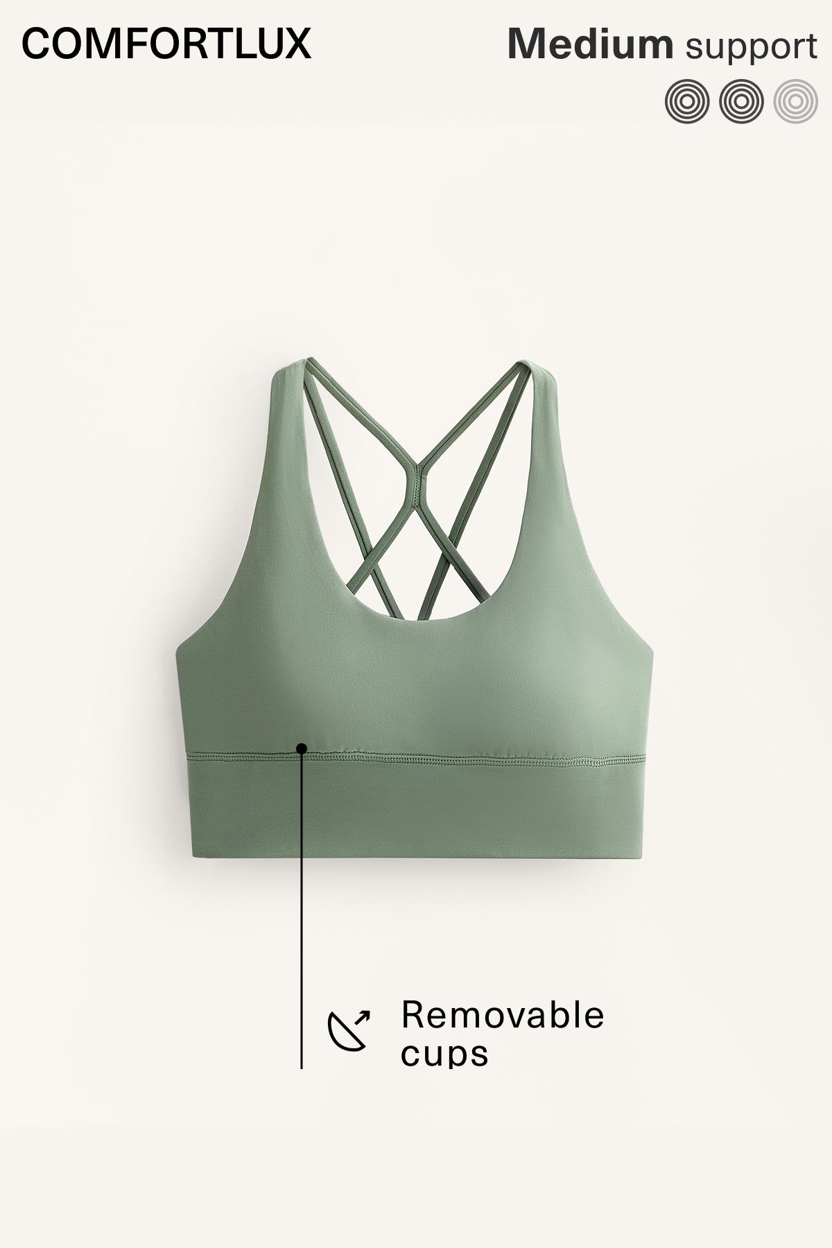 Medium-support Comfortlux sports bra with cups — WASHED GREEN