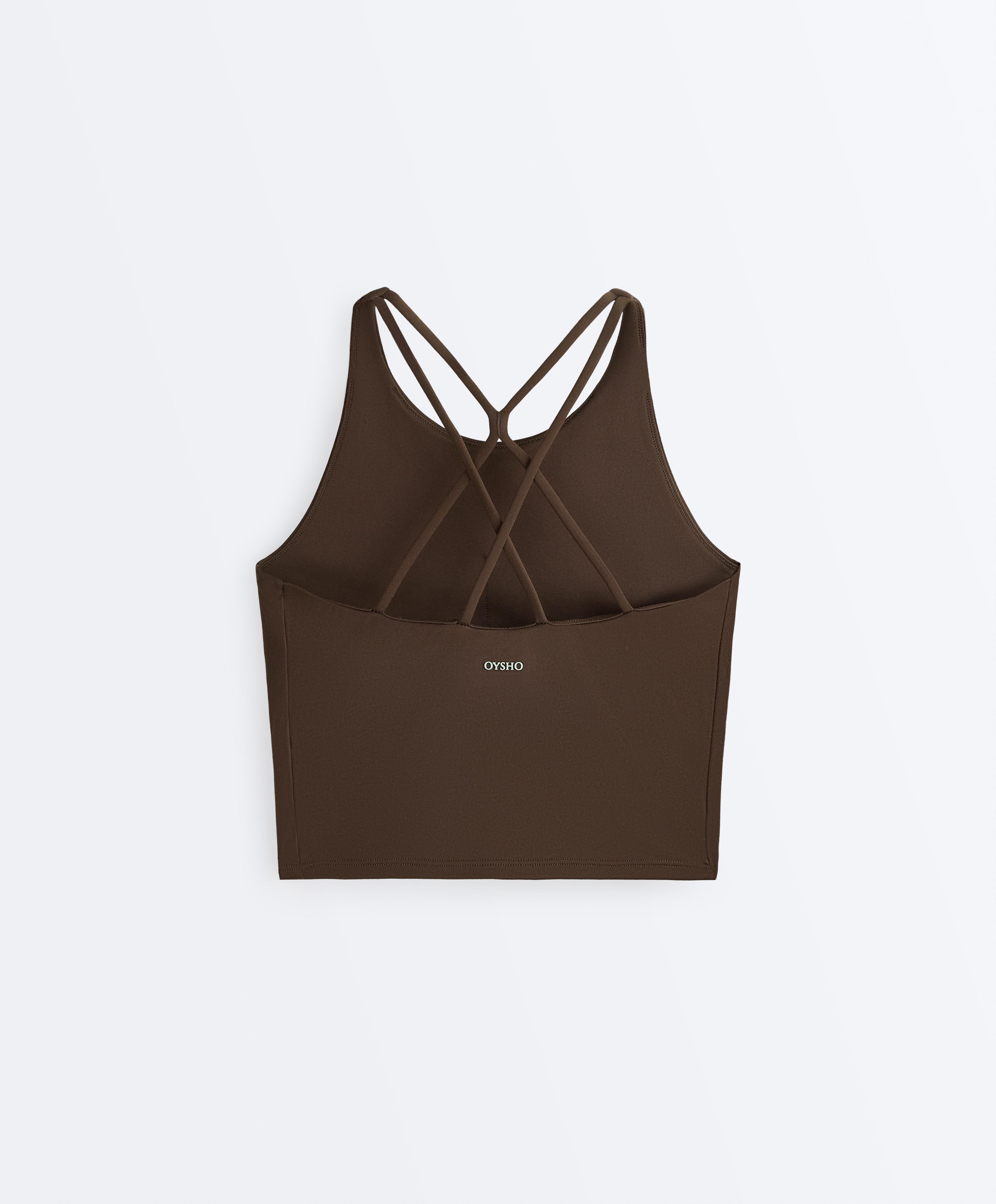 Comfortlux strappy tank top with cups — BROWN
