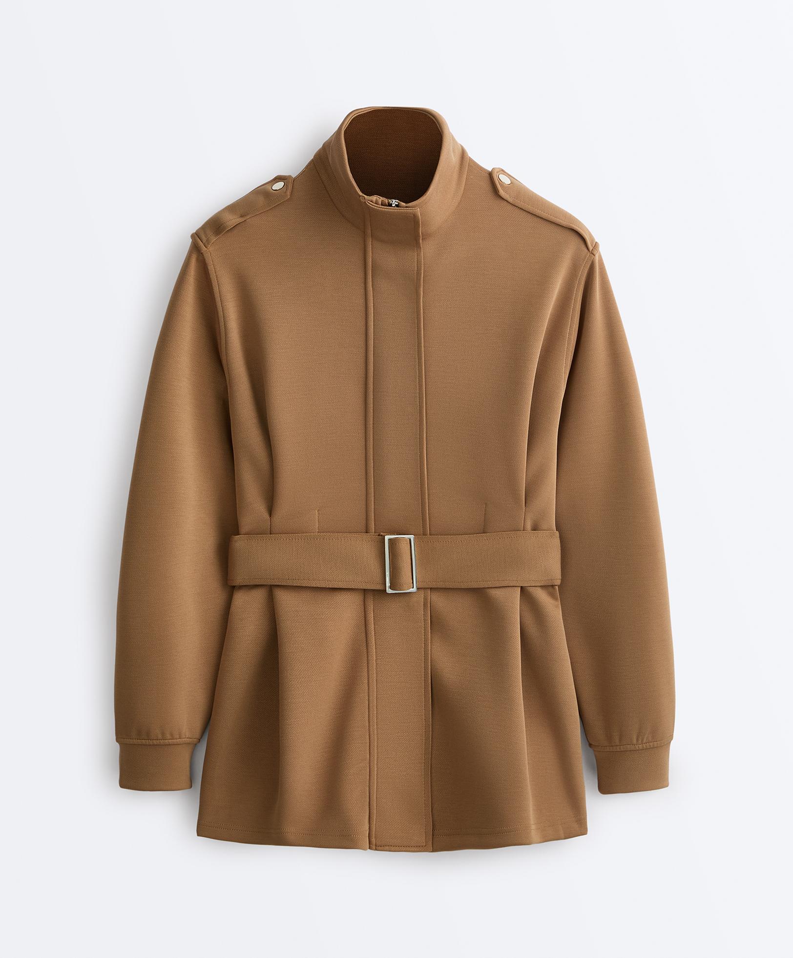 Long Utility jacket with twill belt — COPPER