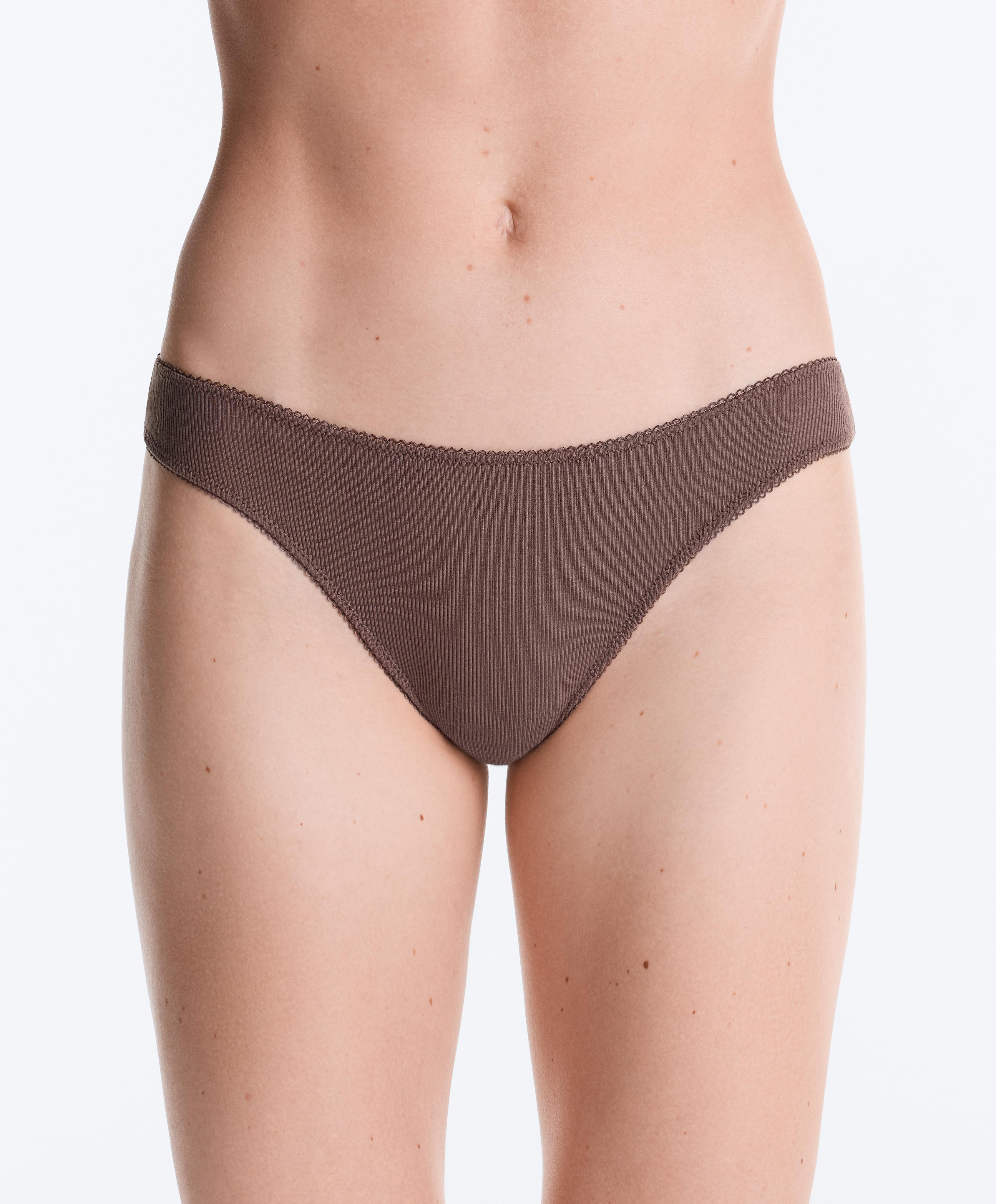 5 cotton rib U-cut Brazilian briefs — FADED PINK